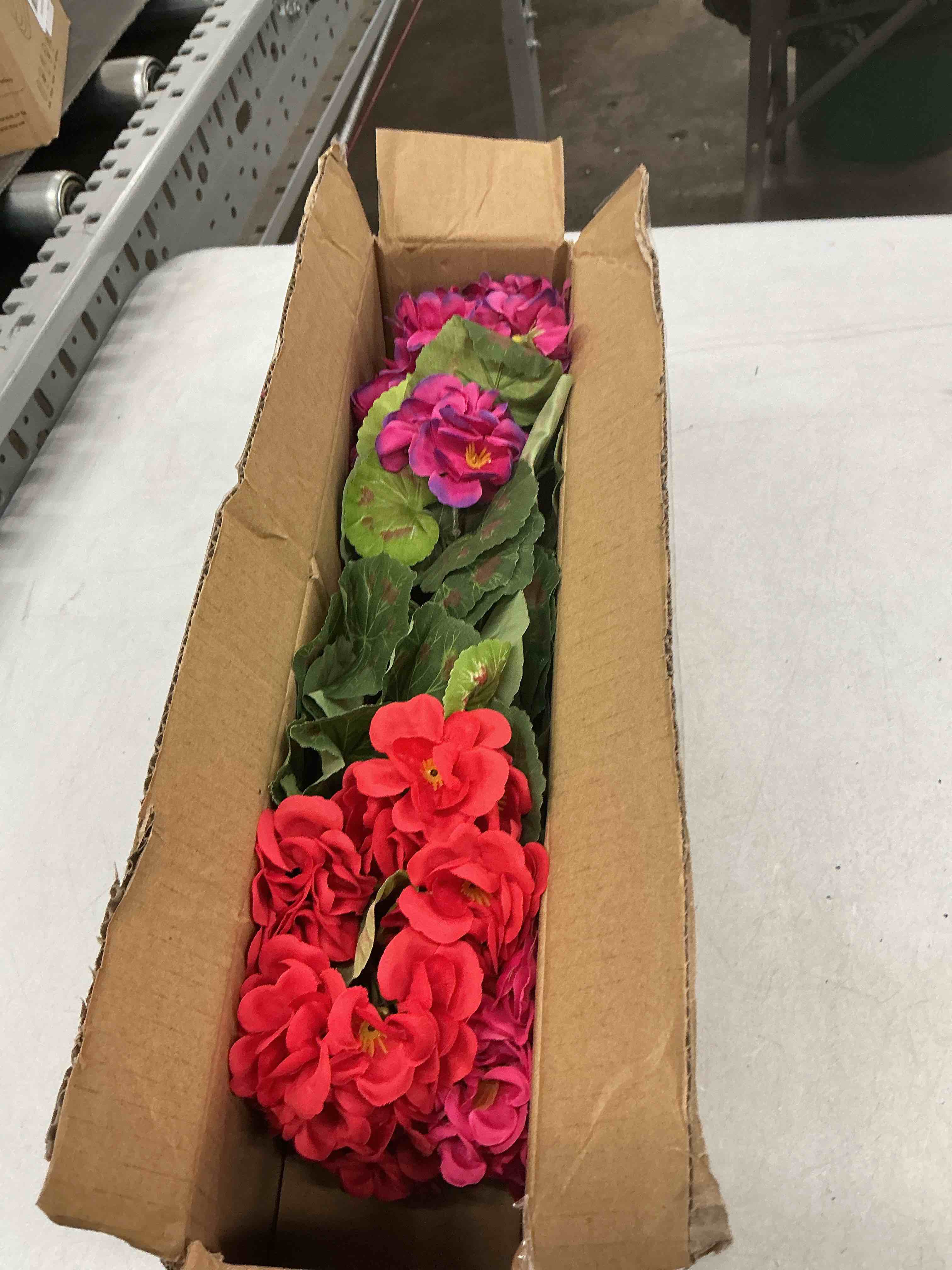 Condition photo showing Good Condition for artificial geranium fake flowers for outdoors decoration, 6 bundles silk geraniums flower uv resistant look real faux plants for front door garden porch planter patio balcony yard indoor home, mix 2 fuchsia, 2 red, 2 hot pink