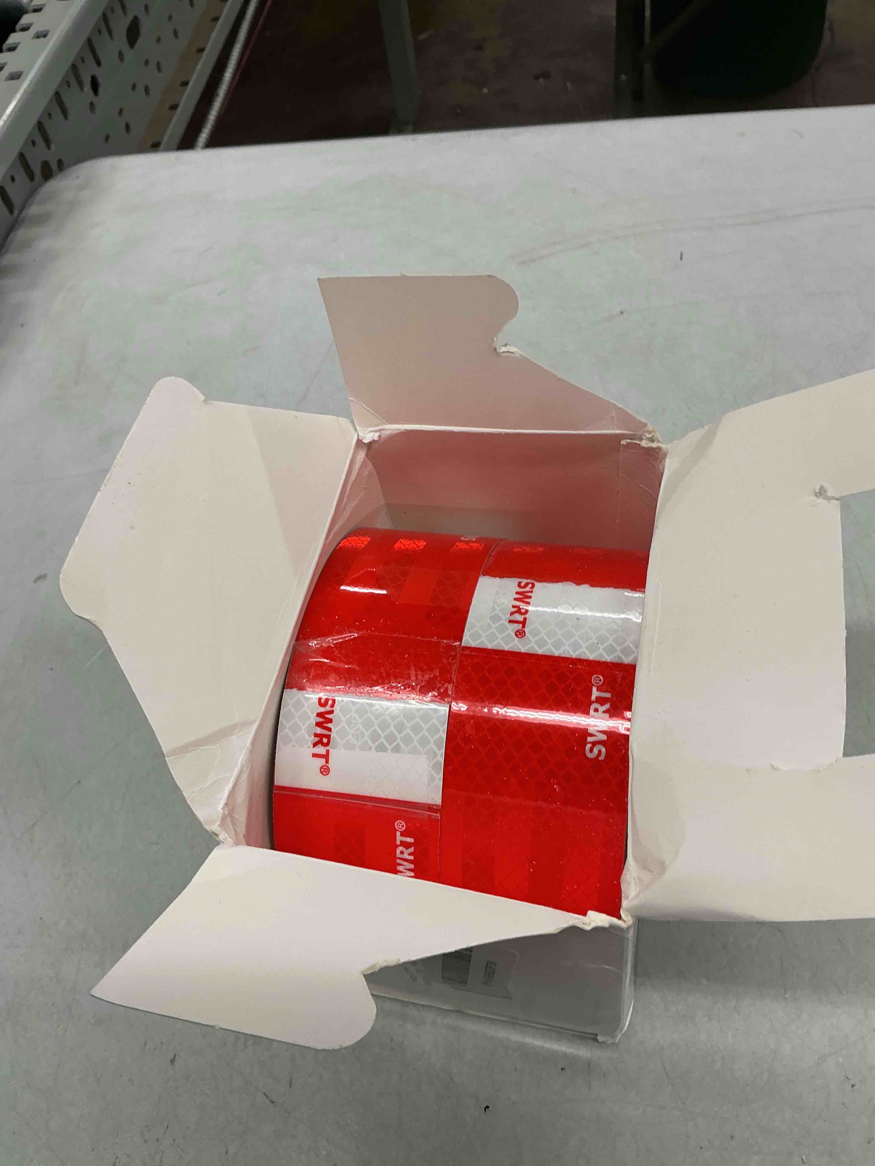 Condition photo showing Good Condition for swrt dot-c2 reflective tape 2 inch x 200 feet red white reflective tape outdoor waterproof conspicuity strong adhesive reflector tape warning safety tape for vehicles trailers boats signs 2 in x 200 ft red & white