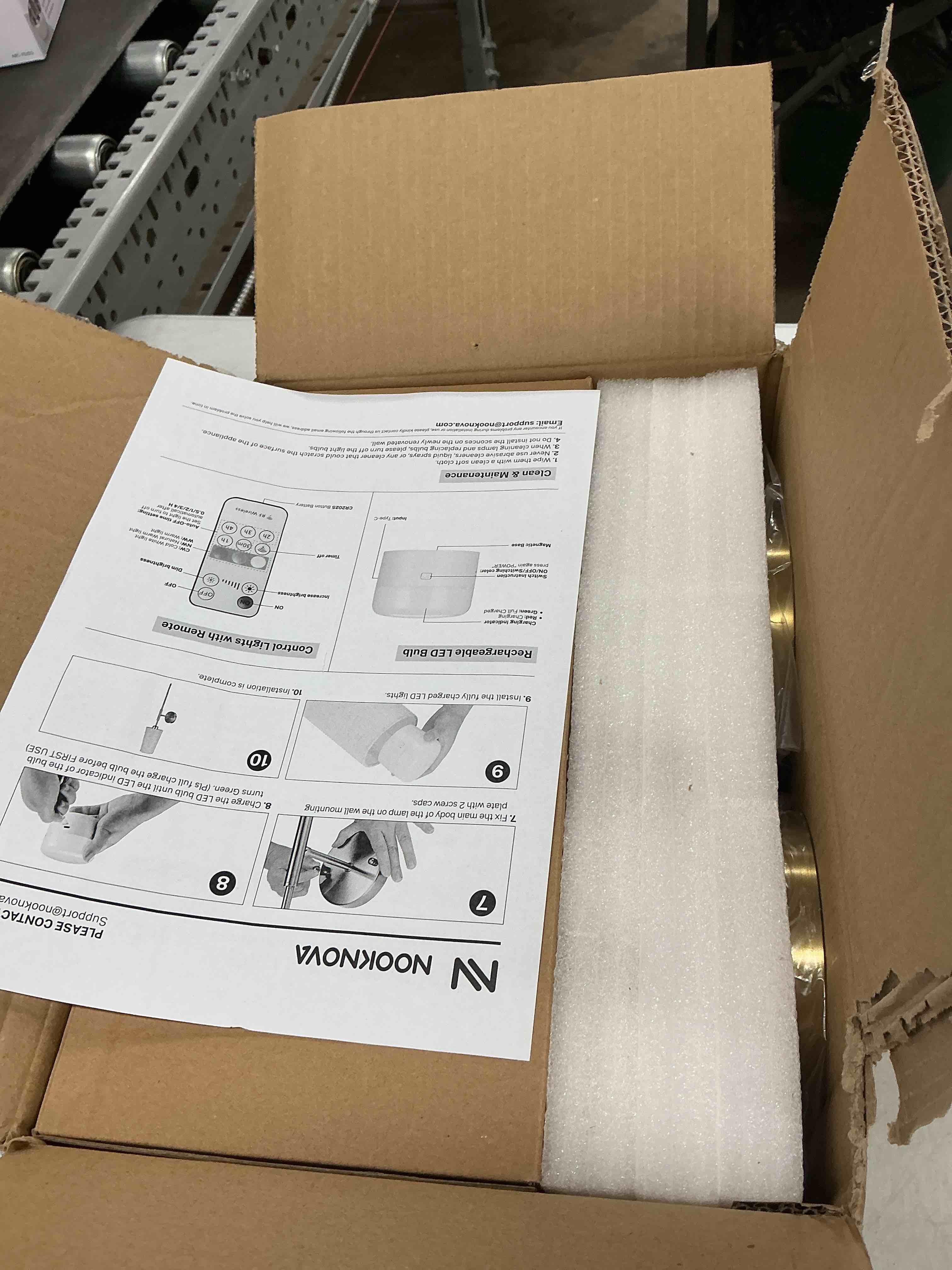 Condition photo showing Good Condition for battery operated wall sconce set of 2, 13000mah rechargeable battery powered sconces with remote dimmable fabric shade wireless sconces fixture for bedroom living room gold+beige