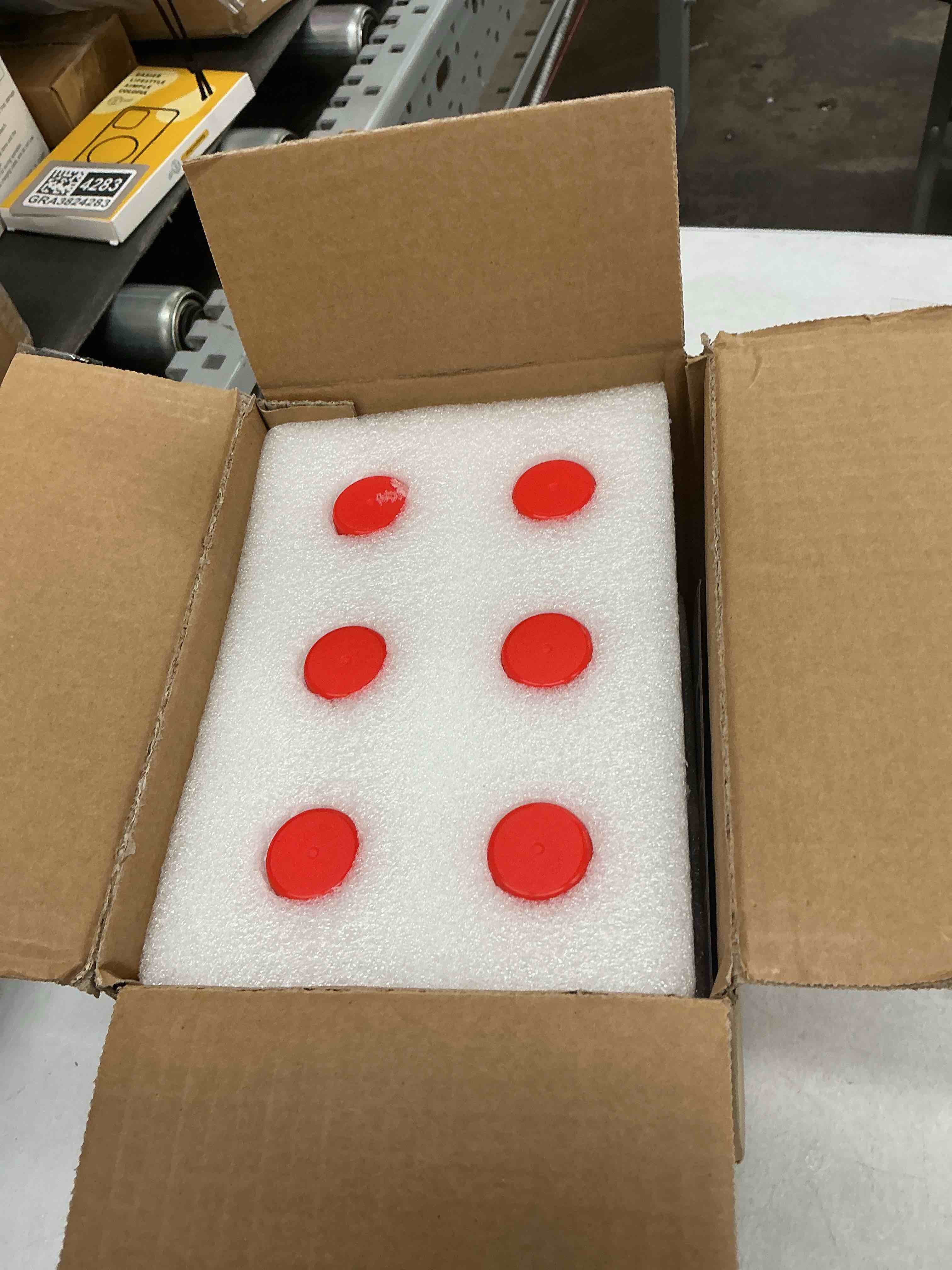 Condition photo showing New/Like New for 6pcs 5oz glass bottle, clear woozy bottles with shrink capsules,empty small beverage canning bottles with black caps for kitchen and party (red, 6) red 6