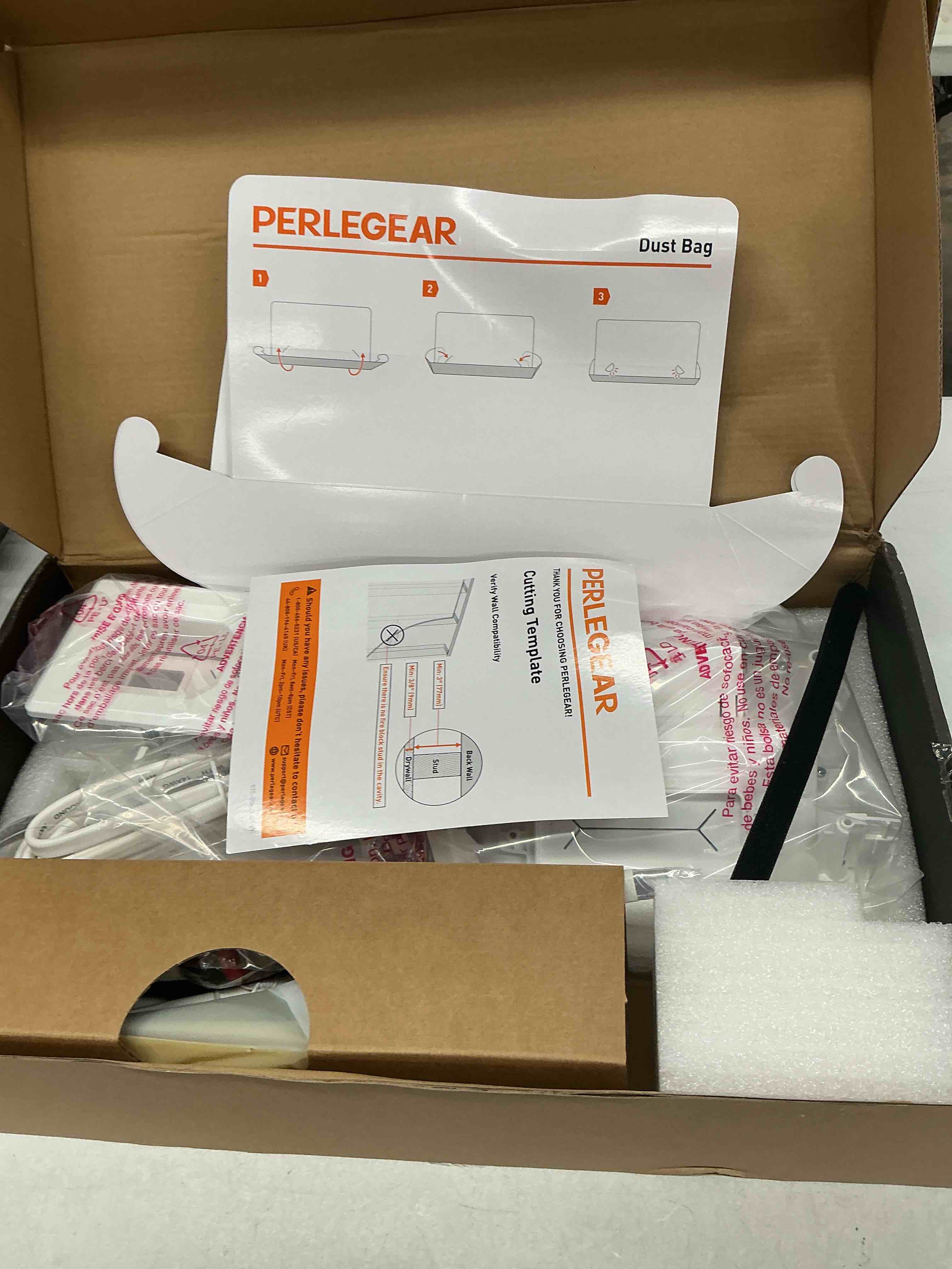 Condition photo showing Good Condition for perlegear tv in-wall cable management kit, usb and typ c ports cord hider for wall mount tv with recessed power, includes drill templates, dust bags, drywall saw, extension cable