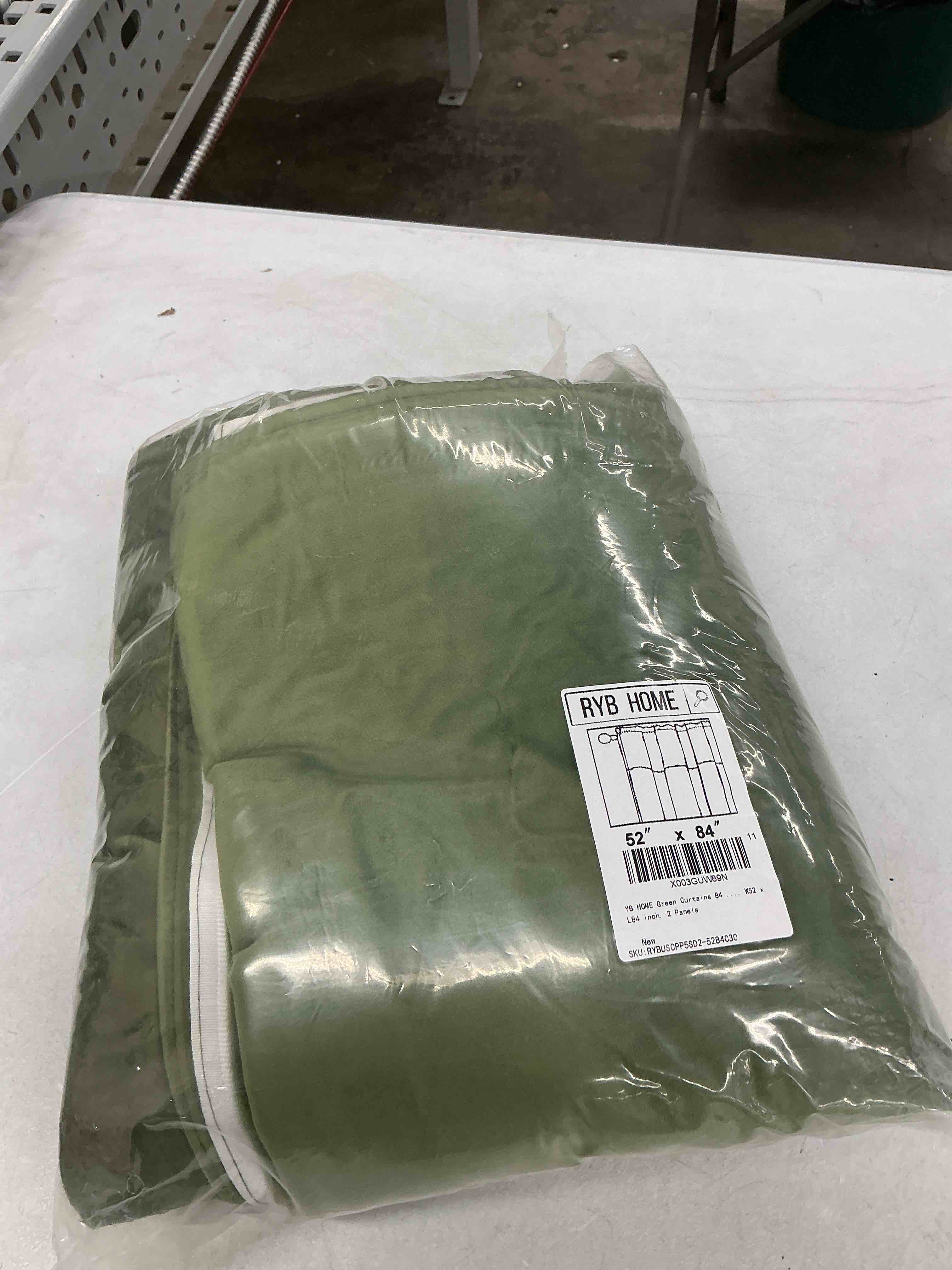 Condition photo showing Good Condition for ryb home green velvet curtains 84 inch, solid room darkening window curtains for living room light & draft block privacy backdrop with pleat tape pocket& tabs, olive green, w52 x l84 inch, 2 panels 52"w x 84"l (pack of 2) olive green