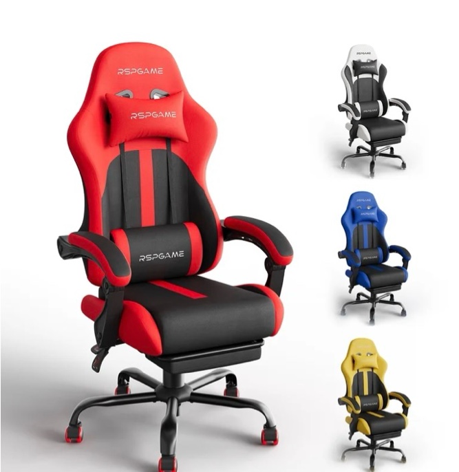 RSPGame Ergonomic Gaming Chairs for Adults,Pocket Spring Cushion,PU Leather Office Chairs with Lumbar Support and