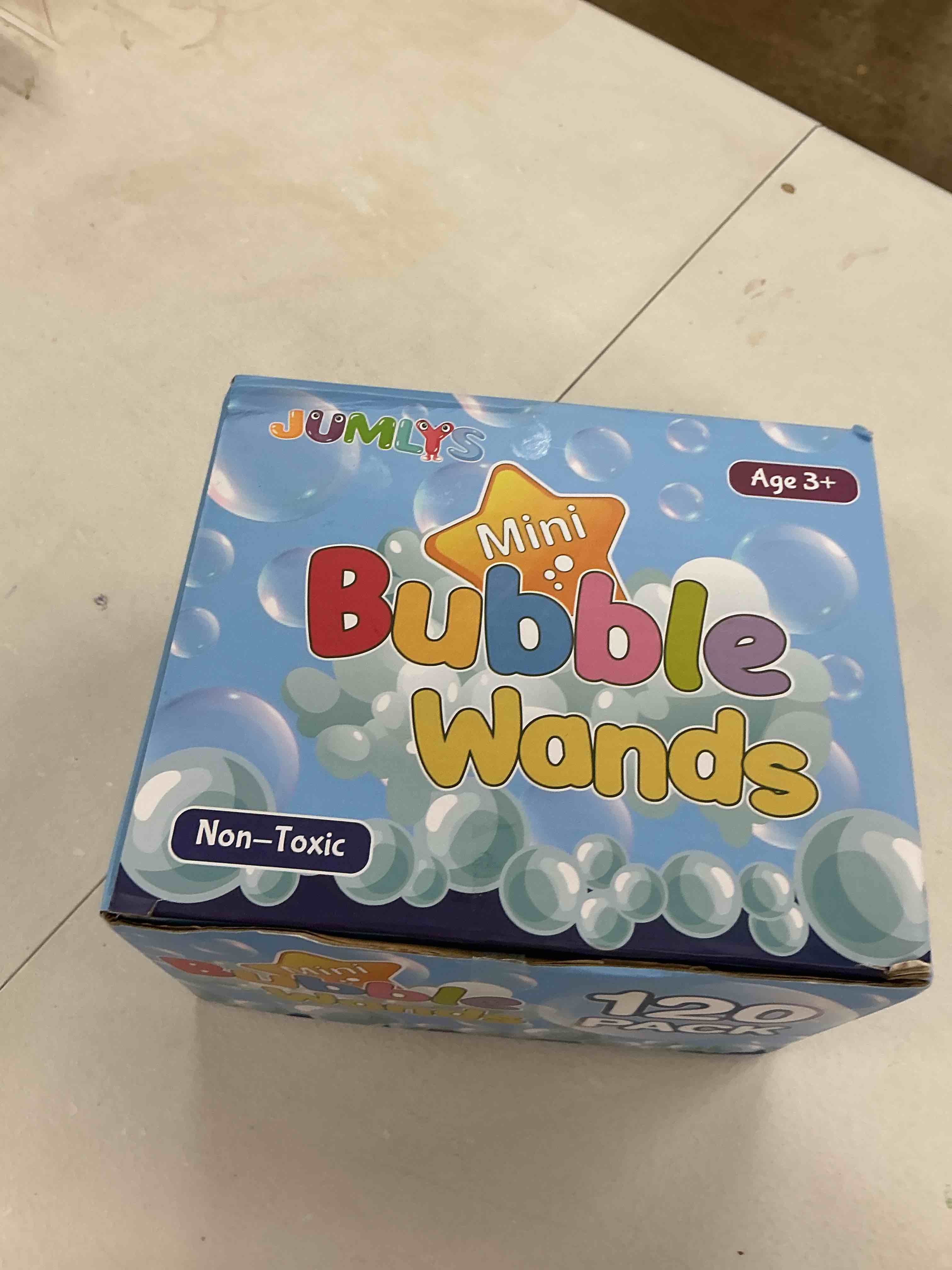 Condition photo showing Good Condition for 120 pcs mini bubble wands in 10 colors, bulk party favors for kids, themed birthday, christmas, new year, valentine, carnival, school classroom prizes for boys & girls, ideal goodies bags stuffers