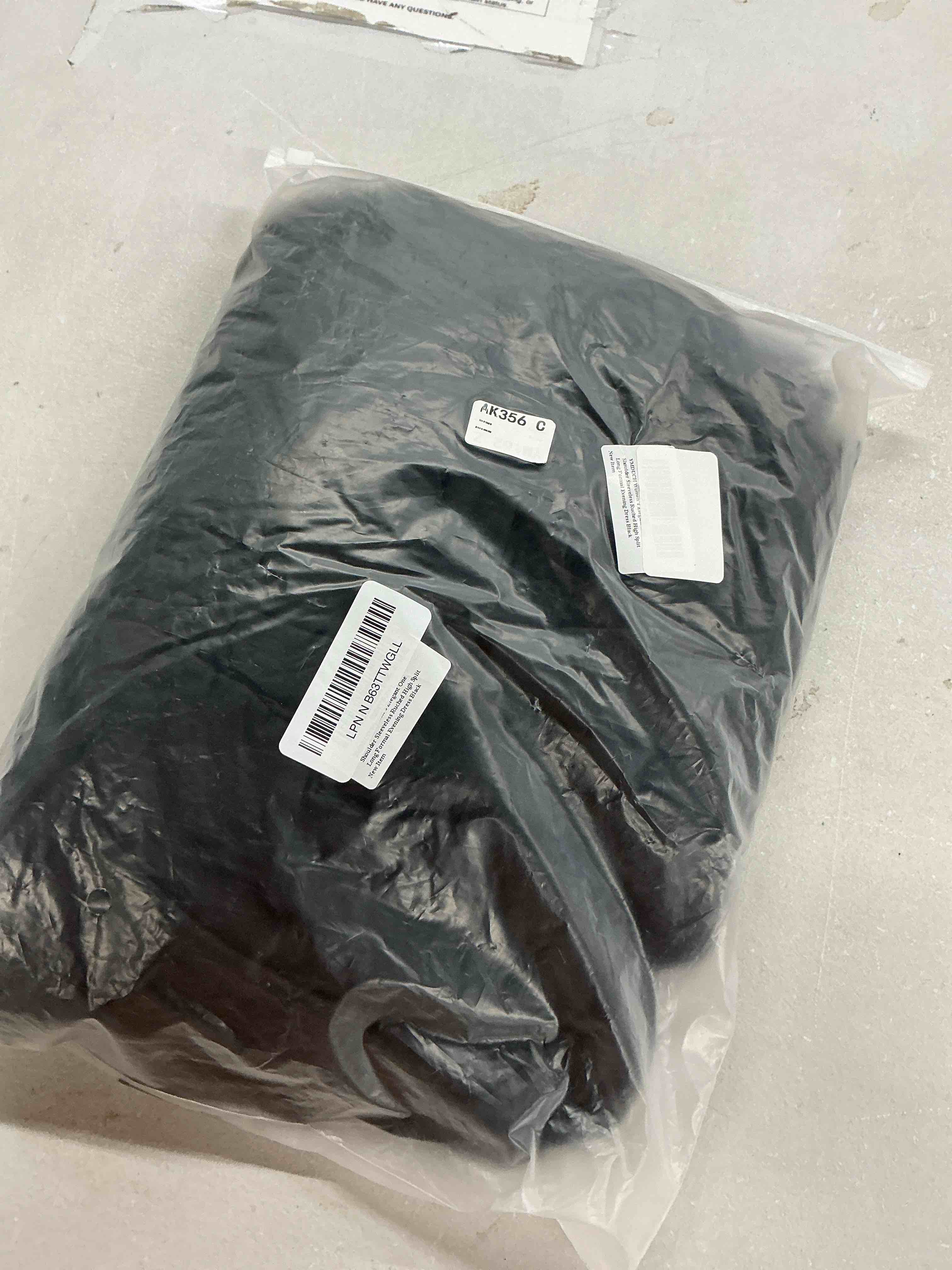Condition photo showing Good Condition for ymduch women's elegant one shoulder sleeveless ruched high split long formal evening dress black large