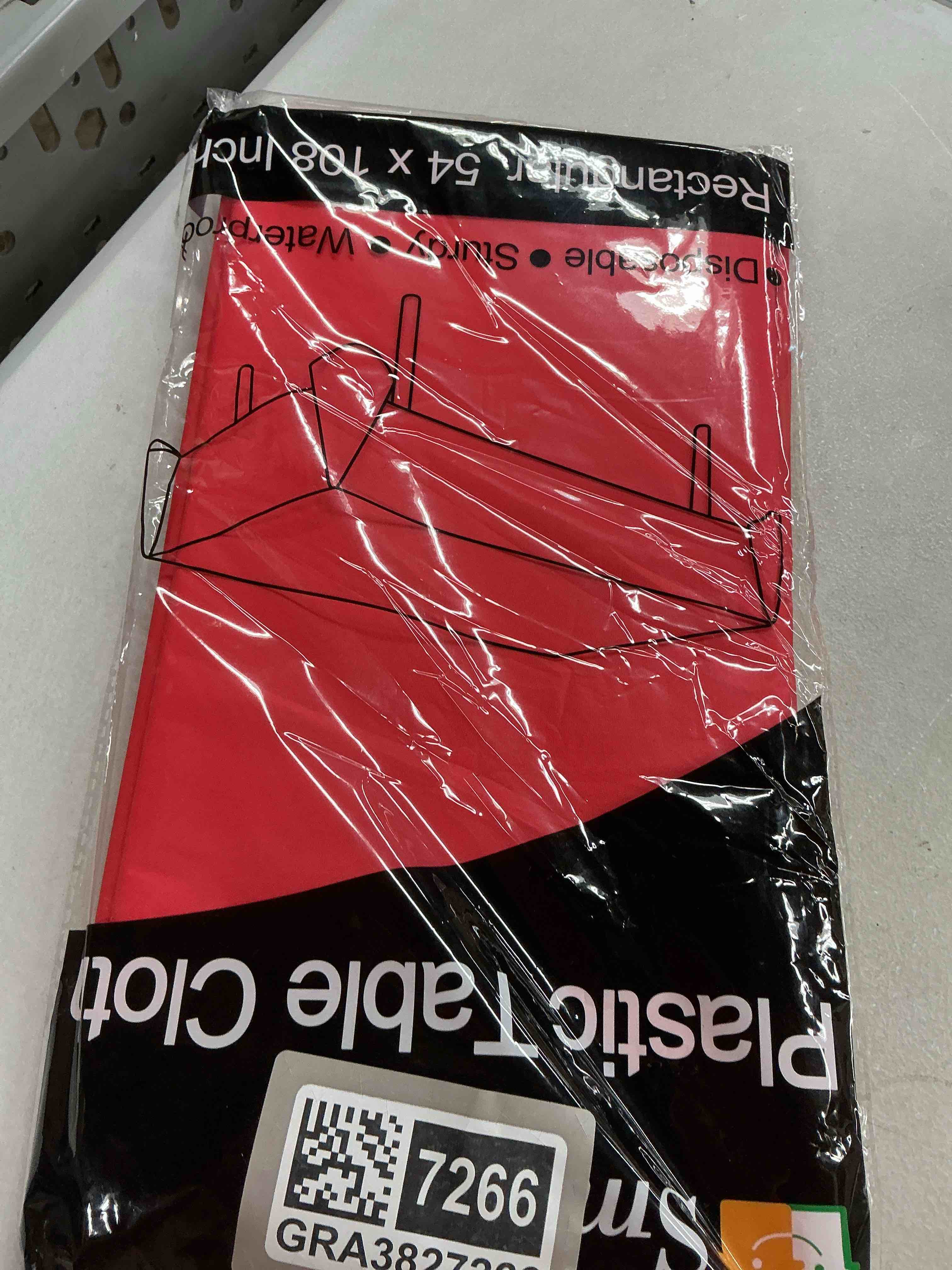 Condition photo showing New/Like New for smiry disposable table cloth - 6 pack, 54 x 108 inch waterproof rectangle tablecloths for parties, decorative plastic table cover, leakproof & sturdy, red red 54" x 108" - 6 packs