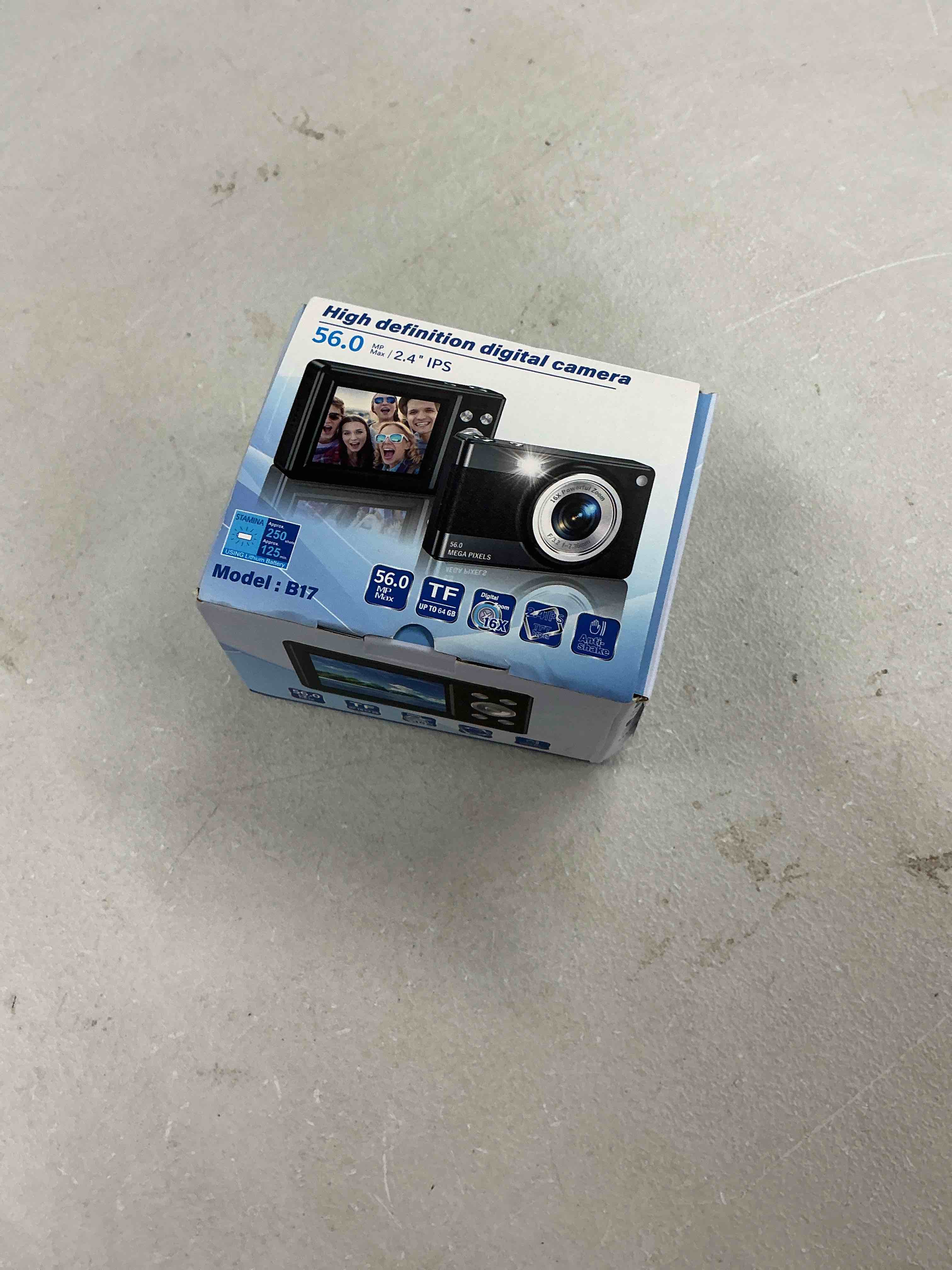 Condition photo showing Good Condition for 2025 new digital camera, 56mp fhd 1080p for kids with 16x digital zoom anti shake, face detect, smile capture, 32gb tf card, battery, lanyard, a great gift for boys & girls?black?