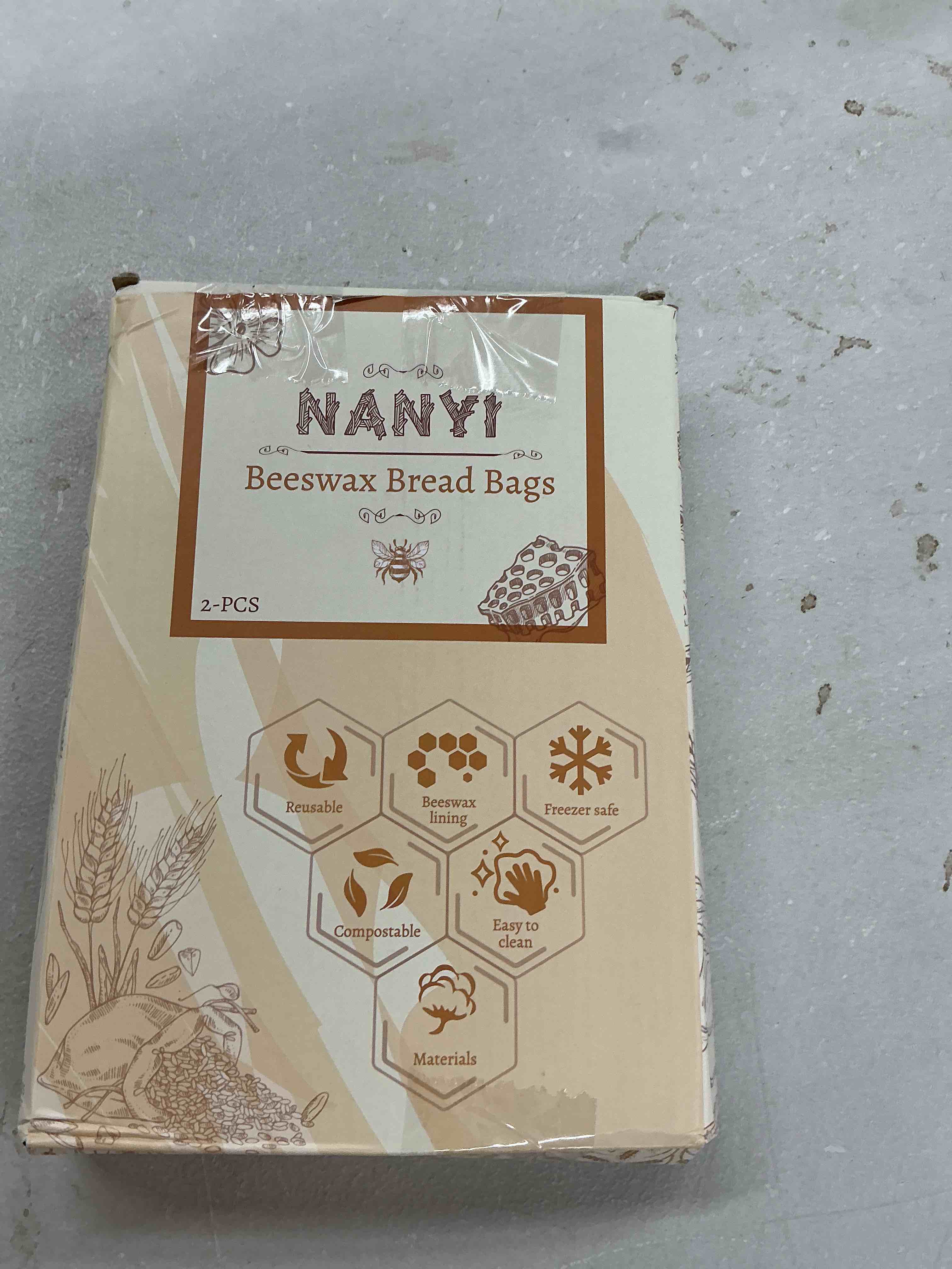 Condition photo showing Good Condition for 2-pack reusable beeswax bread bags for sourdough & homemade bread?cotton waxed bags keeps fresh longer(navy bloom)
