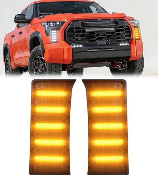 Fog Lights for Toyota Tundra 2022-2025 2026 Accessories 3rd Gen LED Front Grill Daytime Running Light Amber Turn Signals (OE Style)