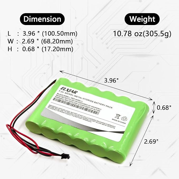7.2V 3600mAh Ni-MH Battery Replacement for ADT/DSC Impassa 9057 Wireless Control Panel, 6PH-H-4/3A3600-S-D22, ALM-CS-DSC905BT, OSA273