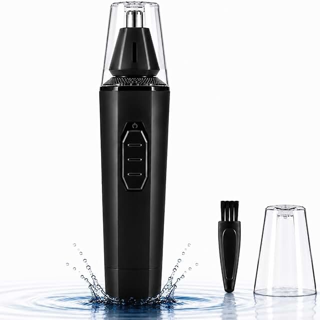 Ear and Nose Hair Trimmer Clipper - 2026 Professional Painless Eyebrow & Facial Hair Trimmer for Men Women,Battery-Operated Trimmer with IPX7 Waterproof,Dual Edge Blades for Easy Cleansing Black