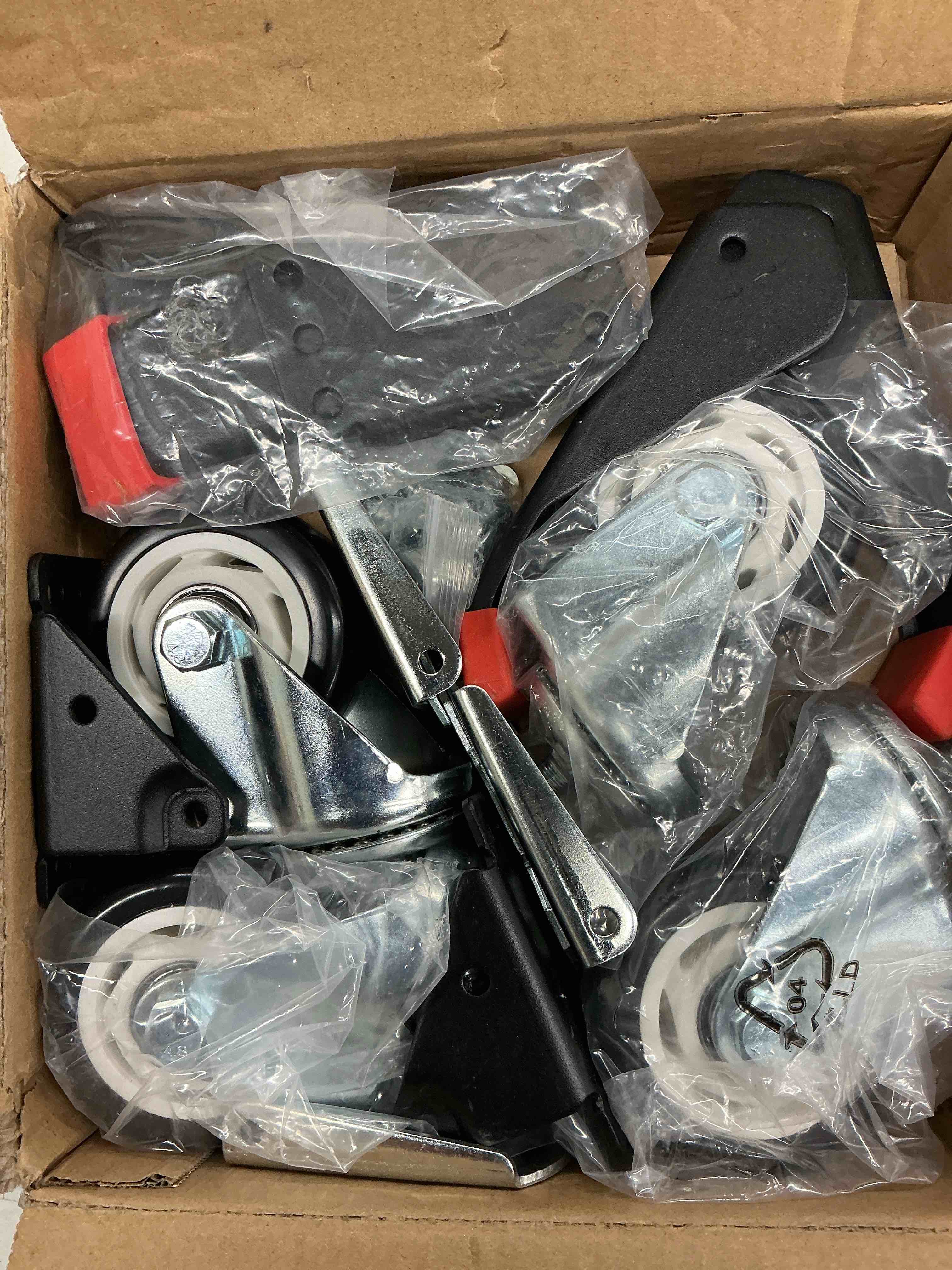 Condition photo showing Good Condition for spacekeeper workbench casters kit 880 lbs - 3 inch heavy duty retractable caster designed for workbenches machinery & tables, 4 pack 880lb