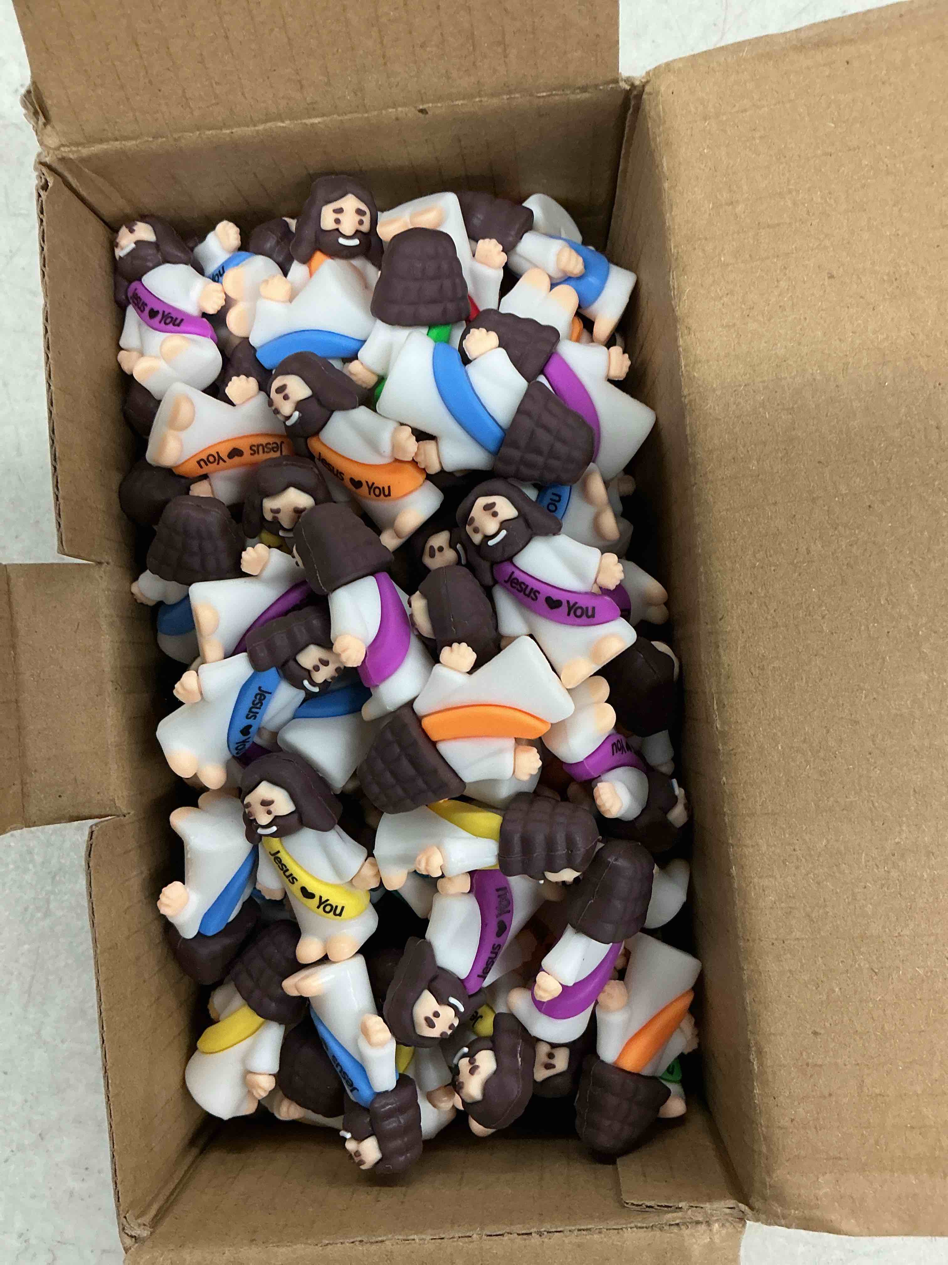 Condition photo showing Good Condition for mini jesus figures bulk, 105pcs little baby jesus figurines for christian easter basket egg stuffers & bag fillers, samll religious party favors gifts for hide and seek school sunday & church baptism