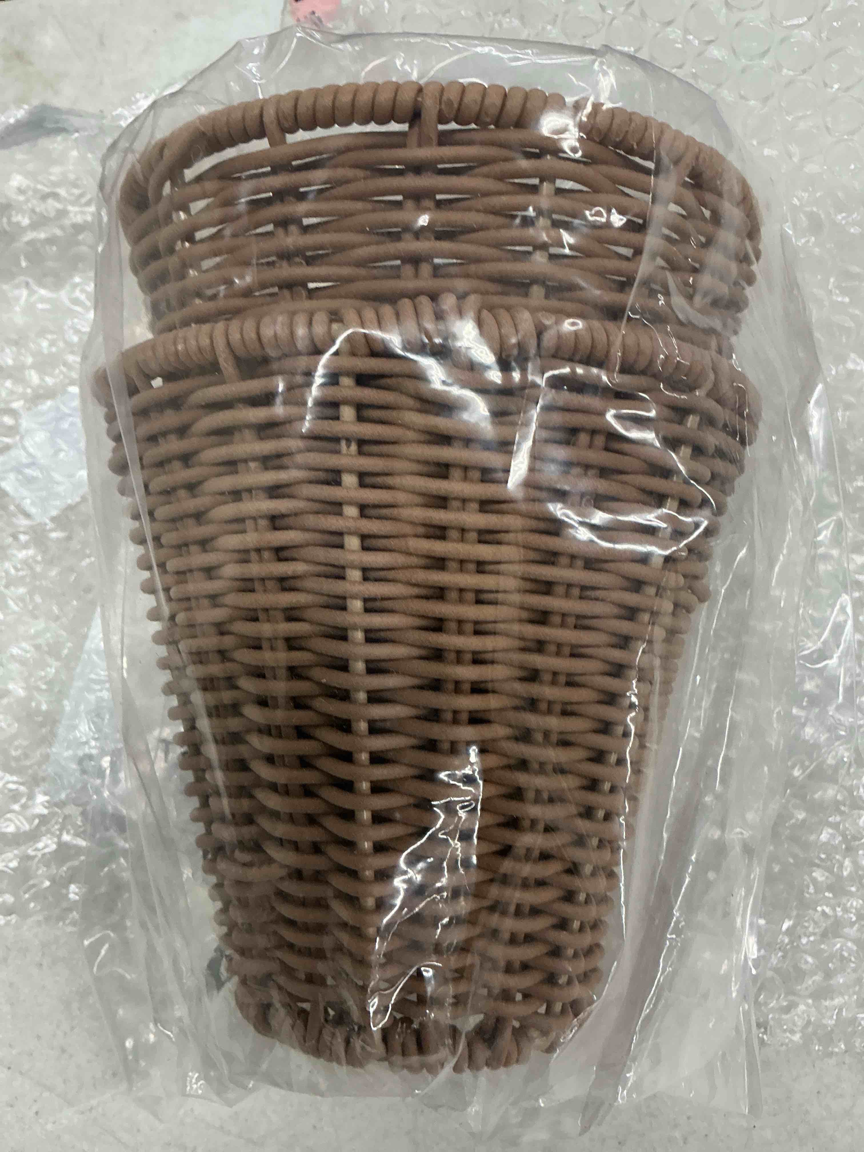 Condition photo showing Good Condition for 2 pcs clip-on chandelier lamp shades cone imitation rattan lamp shades replacement clip on lamp shade for floor lamp pendant light wall sconces, camel