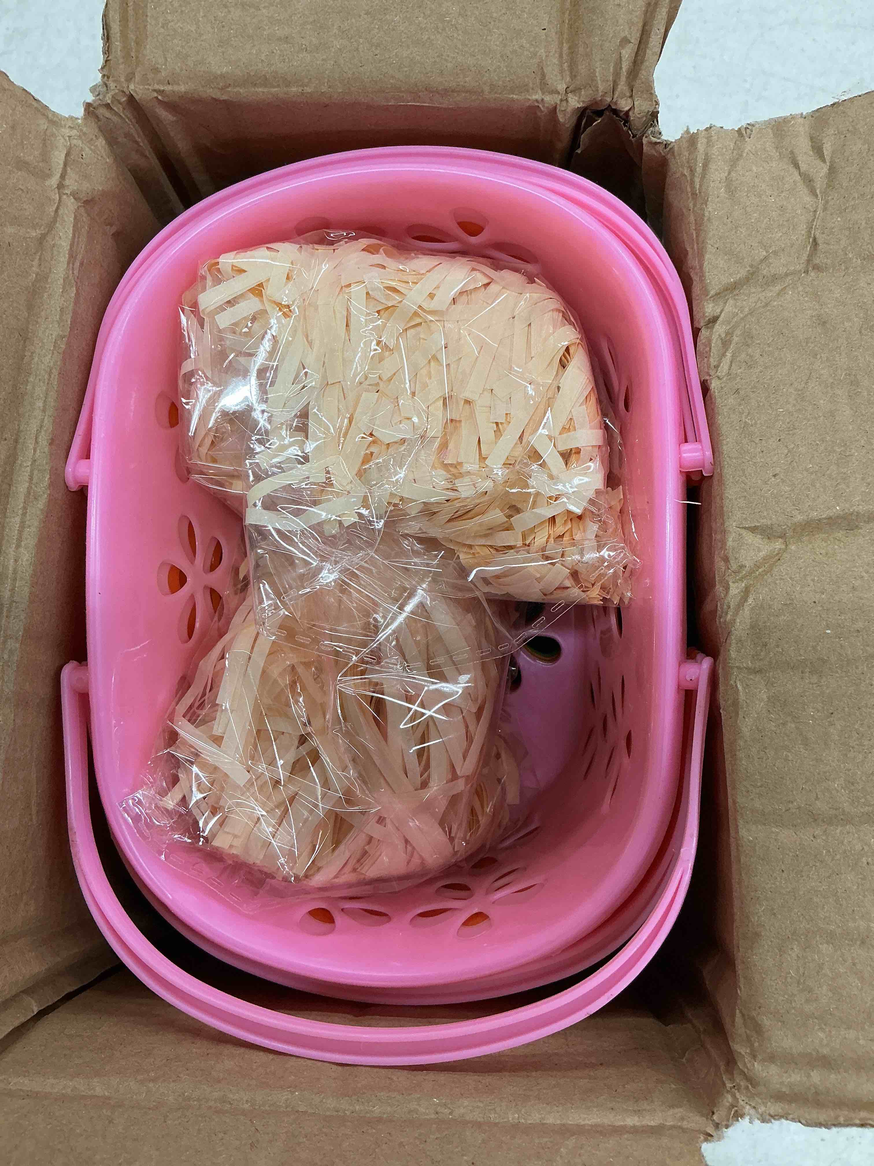 Condition photo showing Good Condition for zcaukya 12 packs easter baskets, 6.5"x4.5"x3.2" colorful kids baskets with handles, empty plastic easter basket for egg hunt party favors