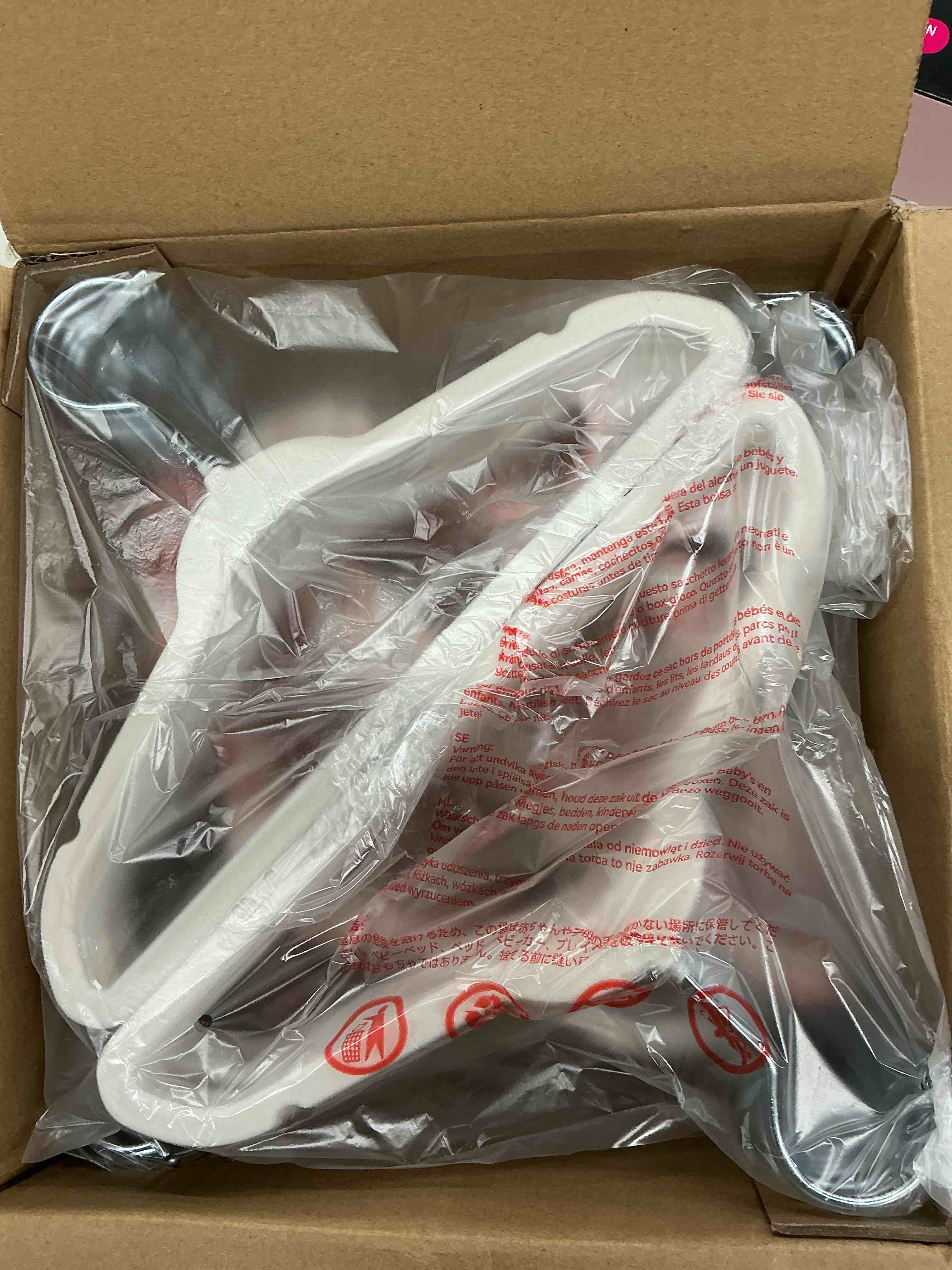 Condition photo showing New/Like New for house day 11 inch velvet baby hangers 50 pack white, premium kids hangers for children, infant & toddler clothes, durable non slip small baby felt hanger for closet, ideal for everyday use white 11 inch 50 pack