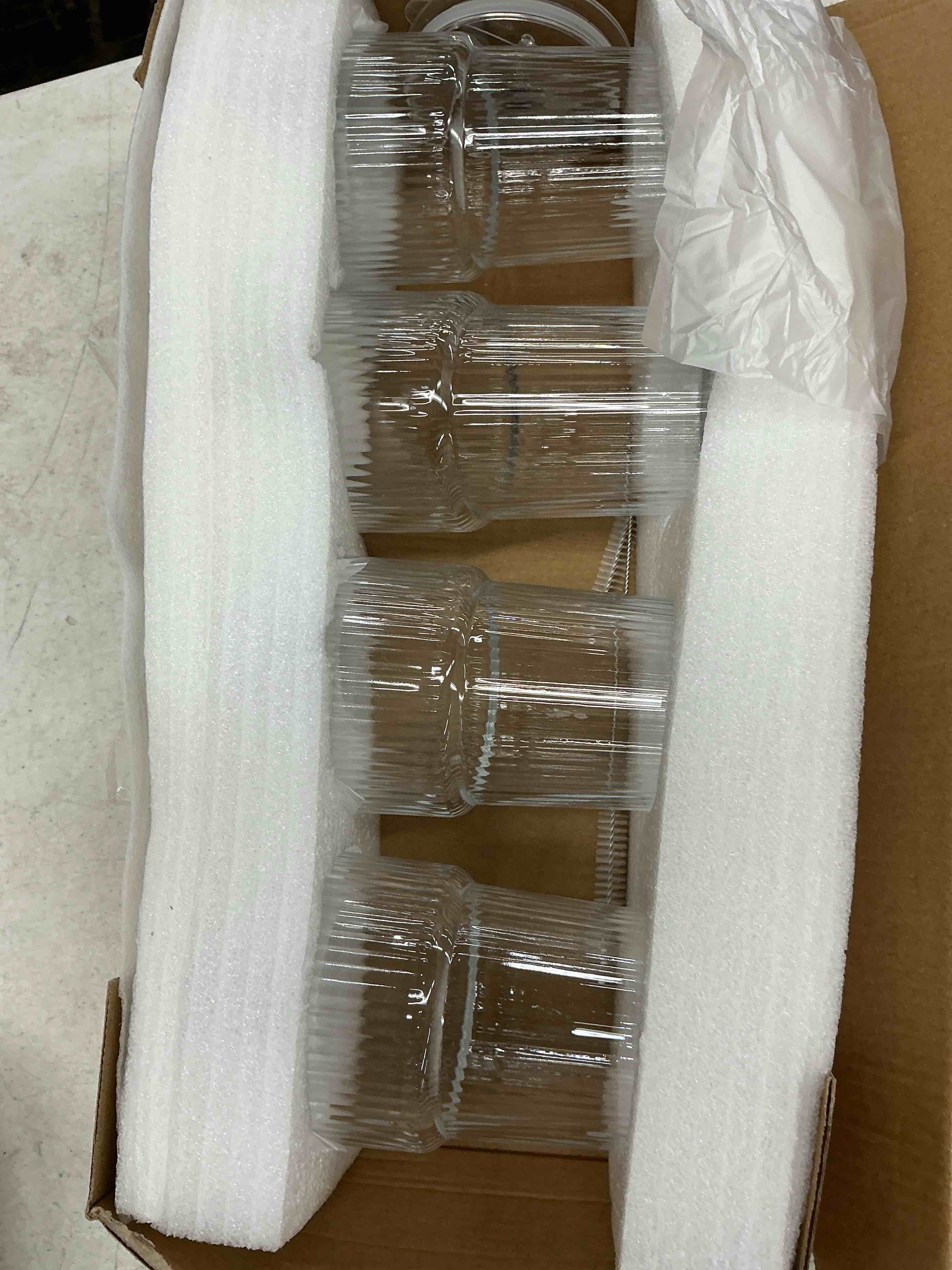 Condition photo showing Good Condition for iced coffee cups with lids: coffee bar accessories - ribbed glass tumbler with straw and lid 4pcs - 20oz leak proof tumbler - reusable glass cups and tumblers with lid and straws for to go iced coffee