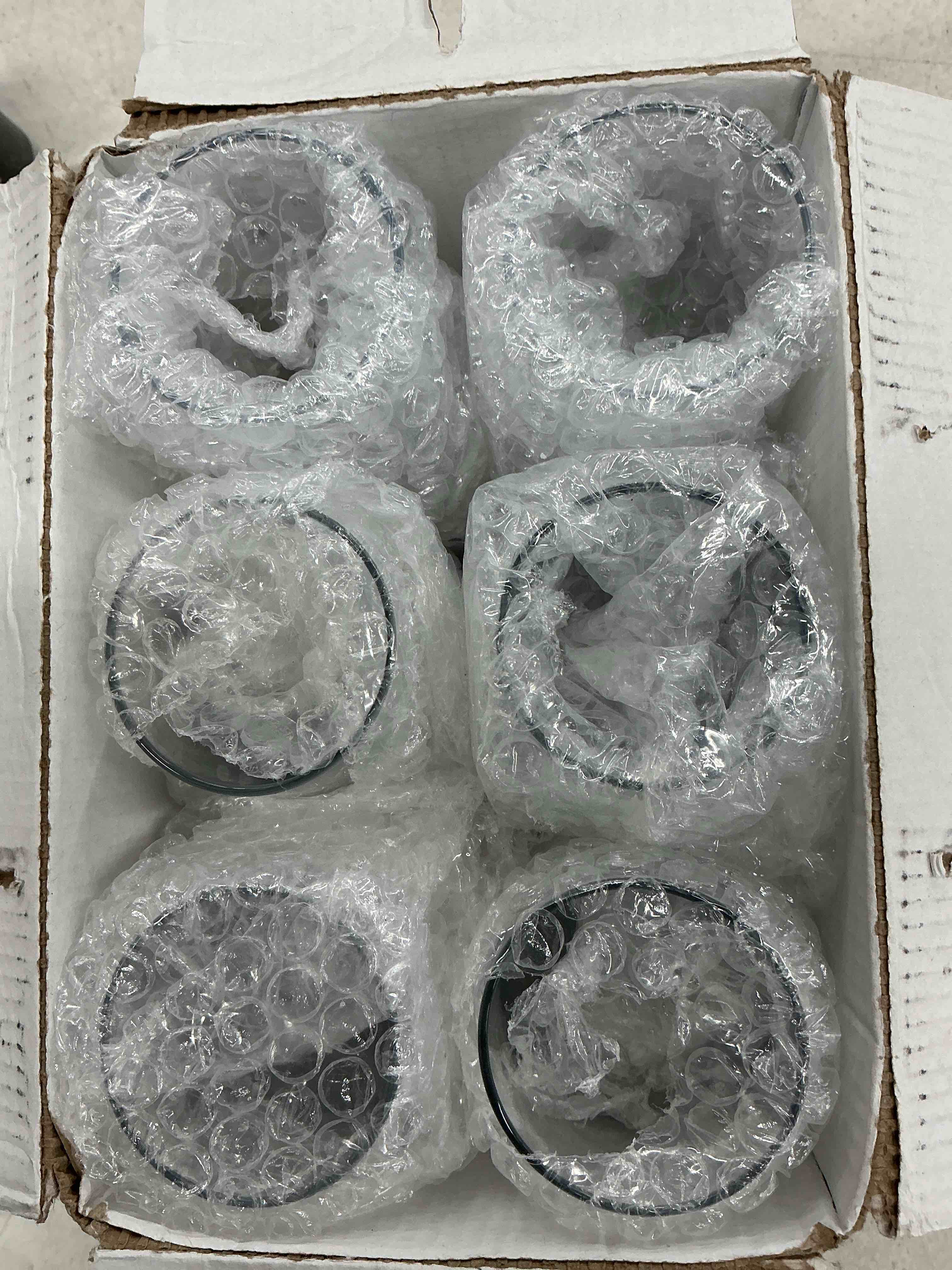 Condition photo showing Good Condition for 10oz water goblets set of 6, clear goblet glasses set for home bar, wedding, party, elegant design for iced tea, sangria, juice, dishwasher safe, perfect for daily use special occasions