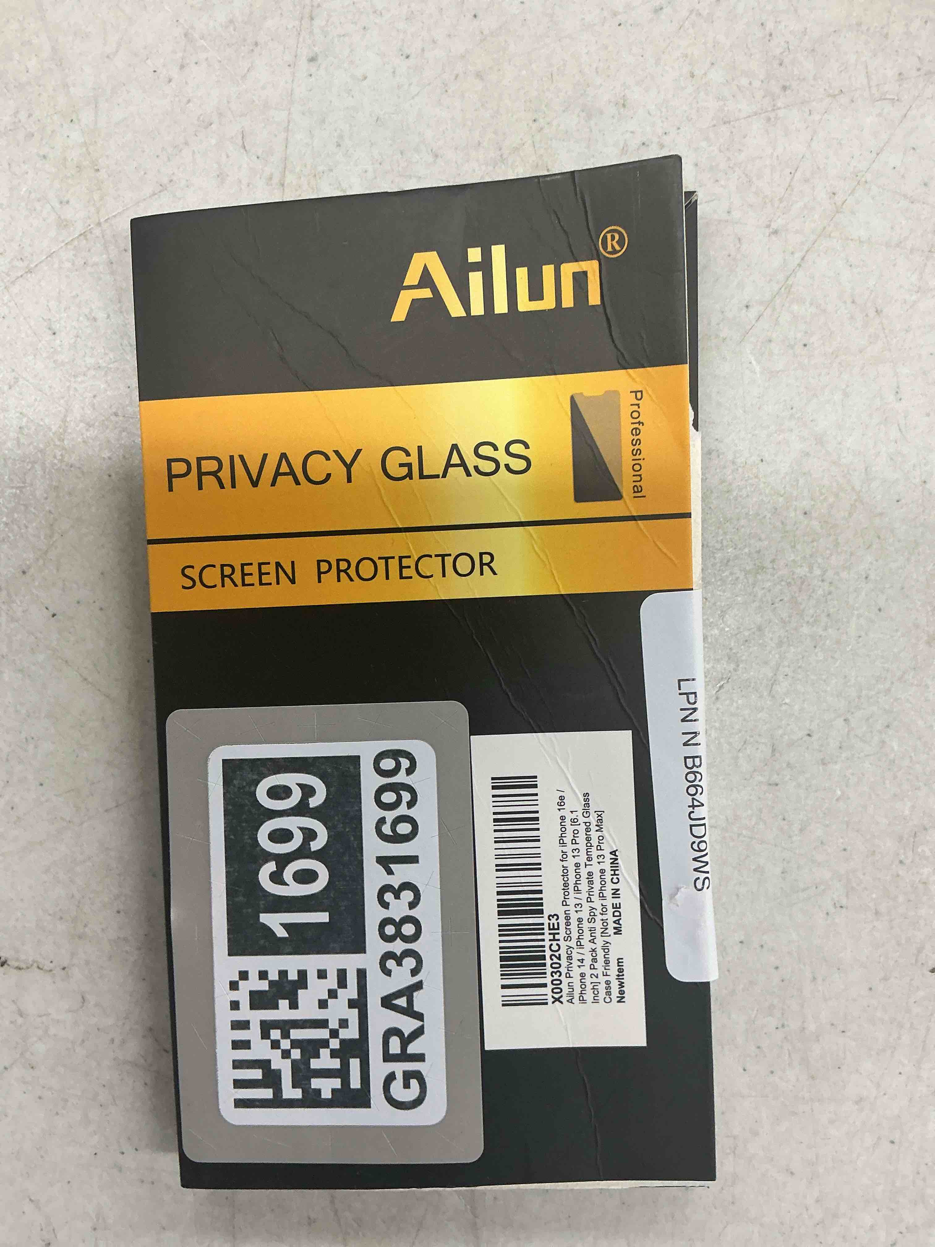 Condition photo showing Good Condition for ailun privacy screen protector for iphone 16e / iphone 14 / iphone 13 / iphone 13 pro [6.1 inch] 2 pack anti spy private tempered glass anti-scratch case friendly [not for iphone 16 6.1 inch] iphone 14/13/13 pro