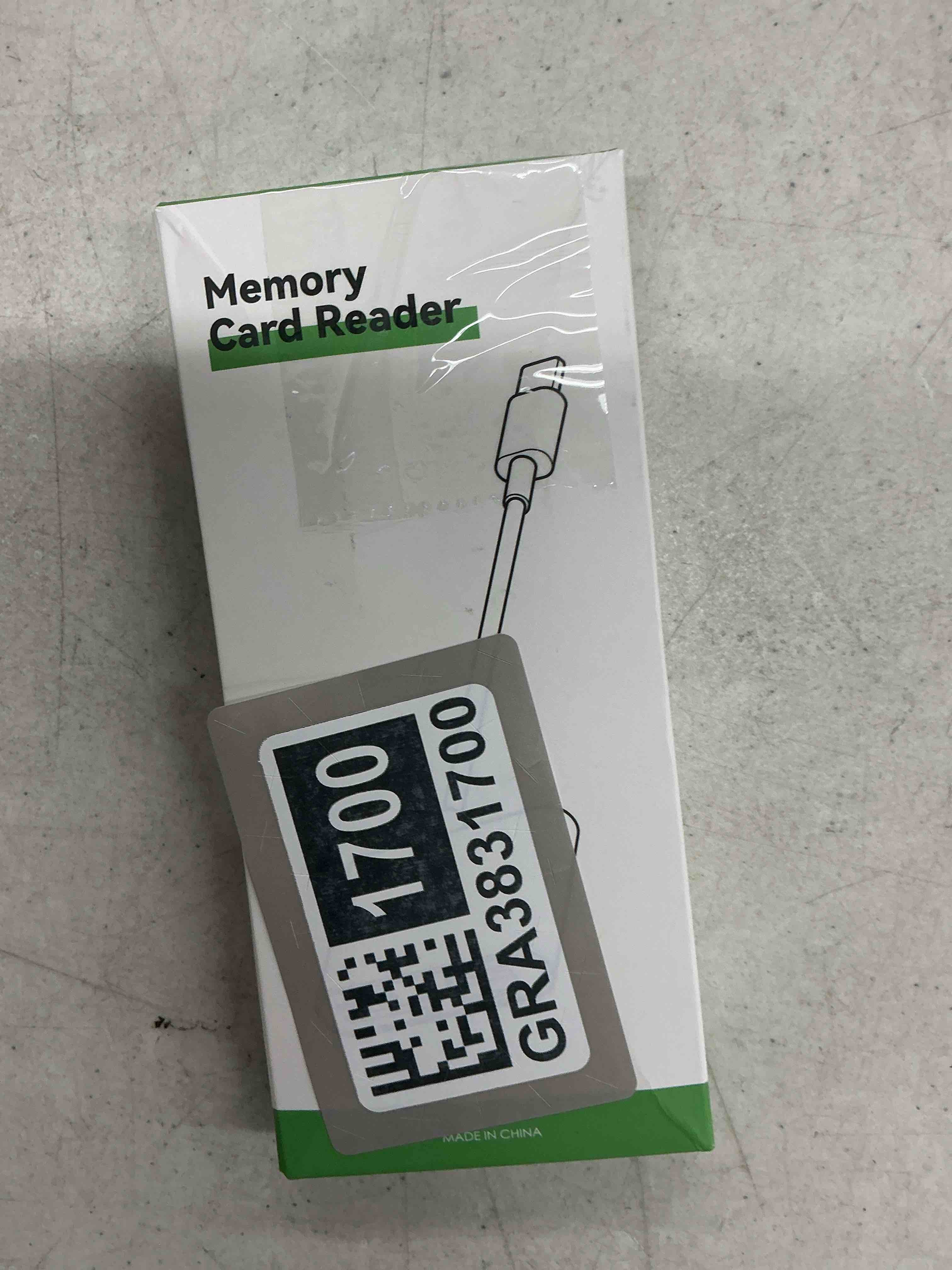Condition photo showing Good Condition for sd card reader for iphone ipad built-in lightening & usb-c dual connectors card adapter with sd microsd usb-a 3 slots trail camera memory card viewer, portable no app required plug and play one built-in cord (lightening&usb-c) white
