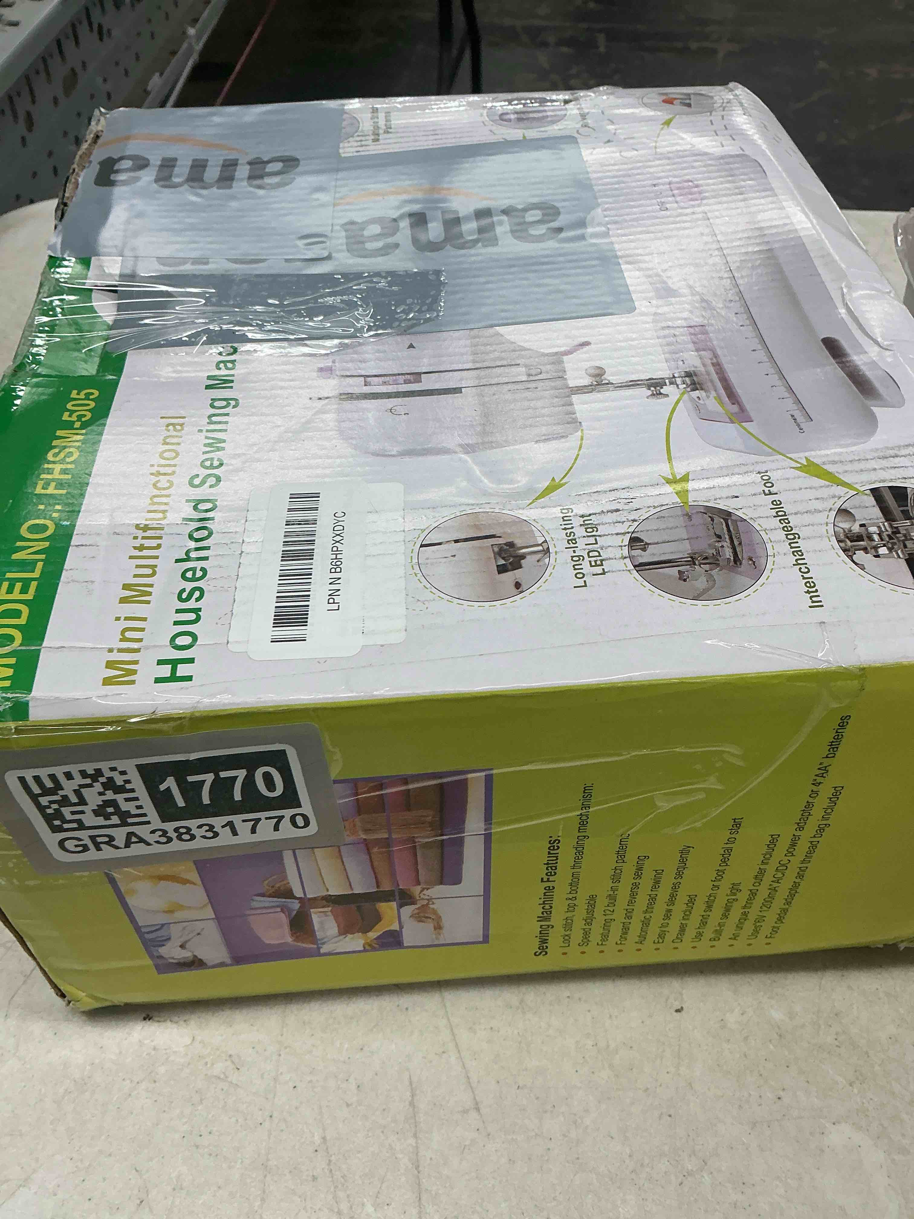 Condition photo showing Good Condition for sewing machine for beginners with 50 pcs fabric and 32 pcs sewing threads kit, portable mini sewing machine 12 built-in stitches 2 speed with foot pedal