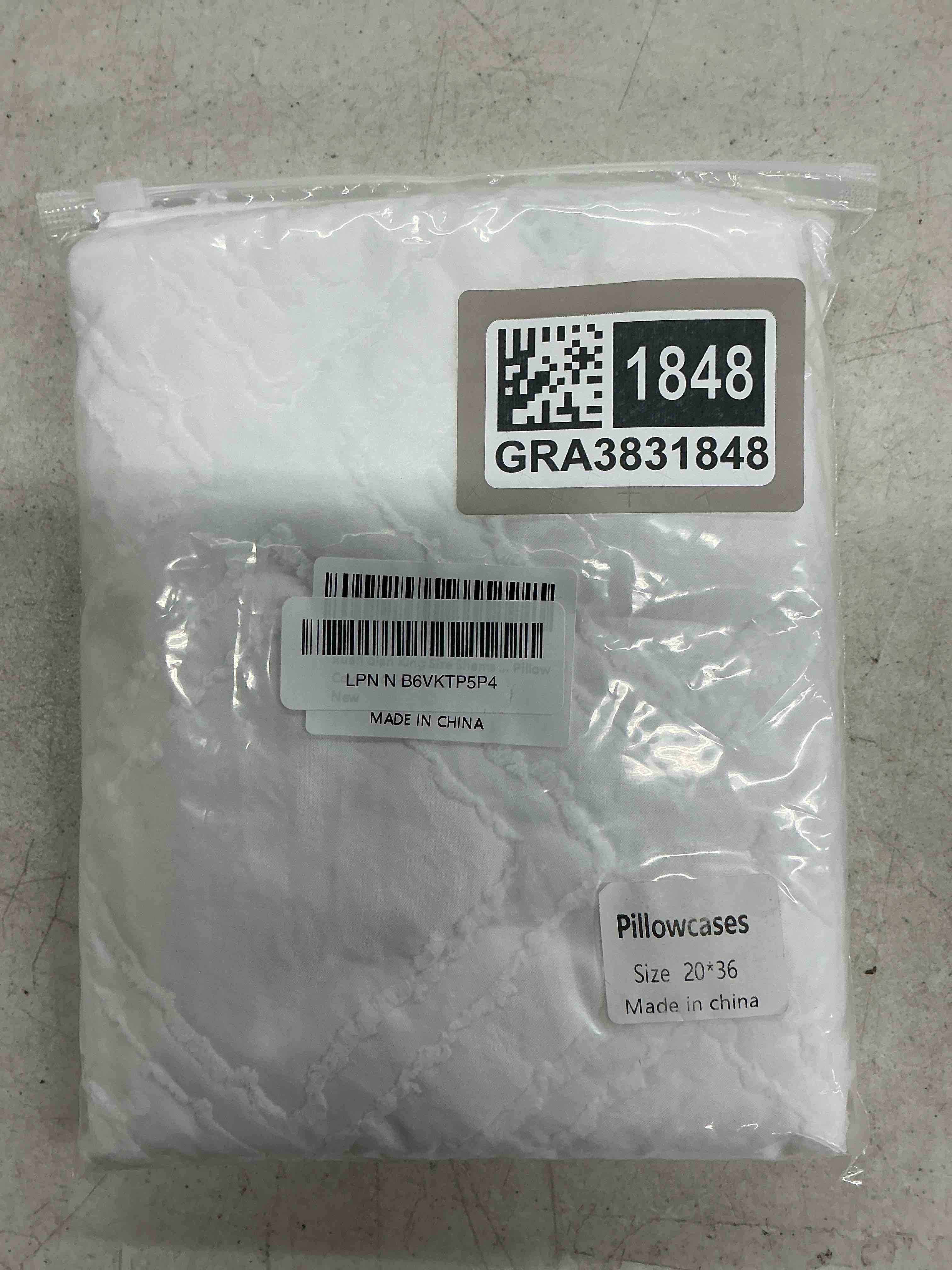 Condition photo showing Good Condition for king pillow shams 2 pack, king size pillowcases, soft microfiber geometric tufted pillow covers with envelope closure, white, 20x36 inches (no insert) white-grid king(20*36)
