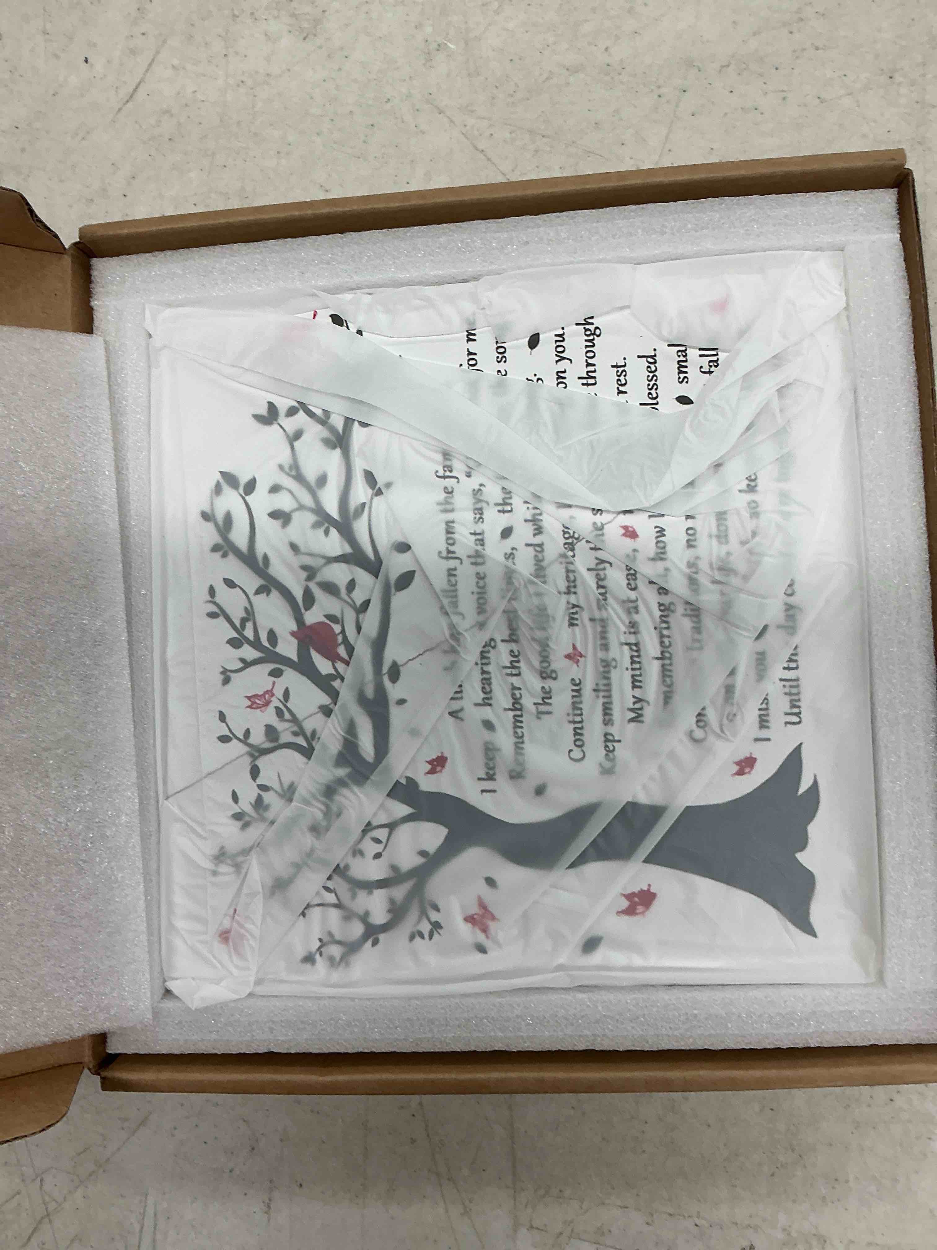 Condition photo showing As Is for a limb has fallen from the family tree sympathy plaque with wooden stand in loving memory of loved wall decor table decor bereavement condolences gifts