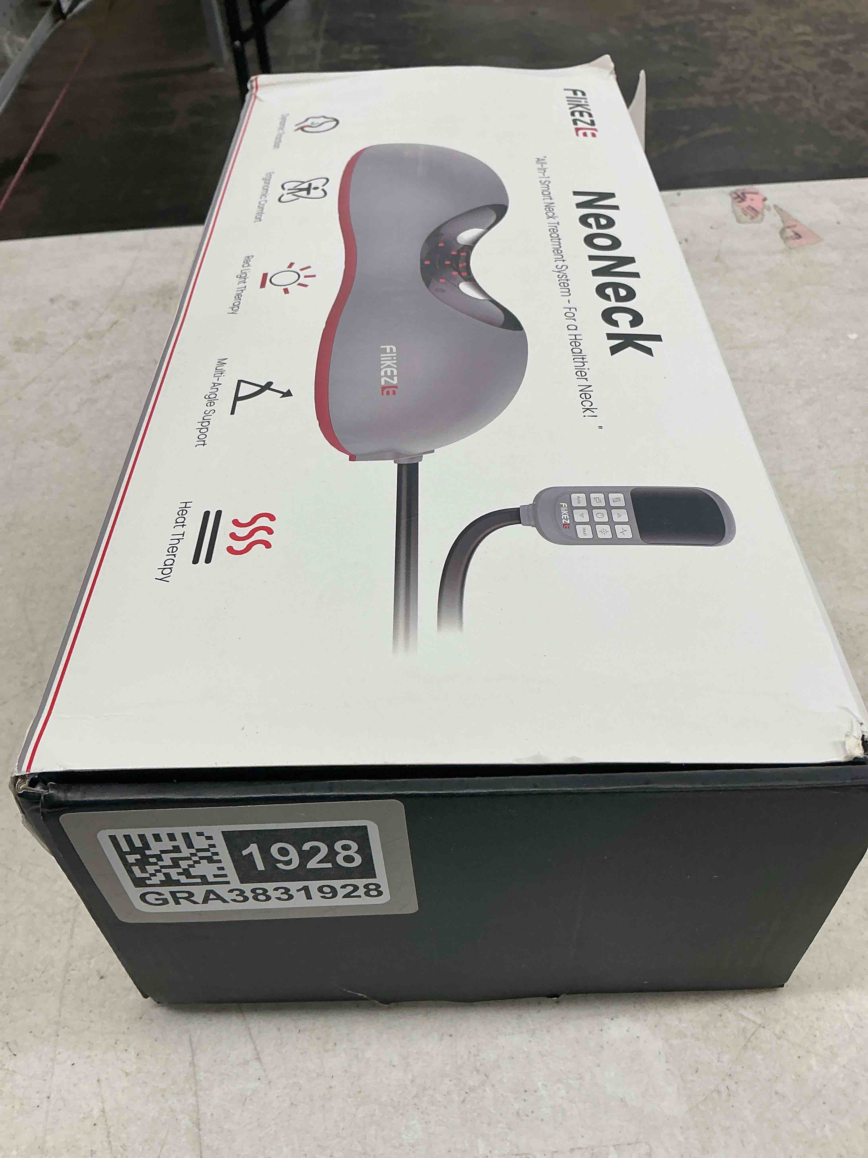 Condition photo showing Good Condition for heated neck stretcher with red light therapy, wireless cervical traction device for tmj pain relief and shoulder relaxer, neck traction massager pillow for home/office used, grey