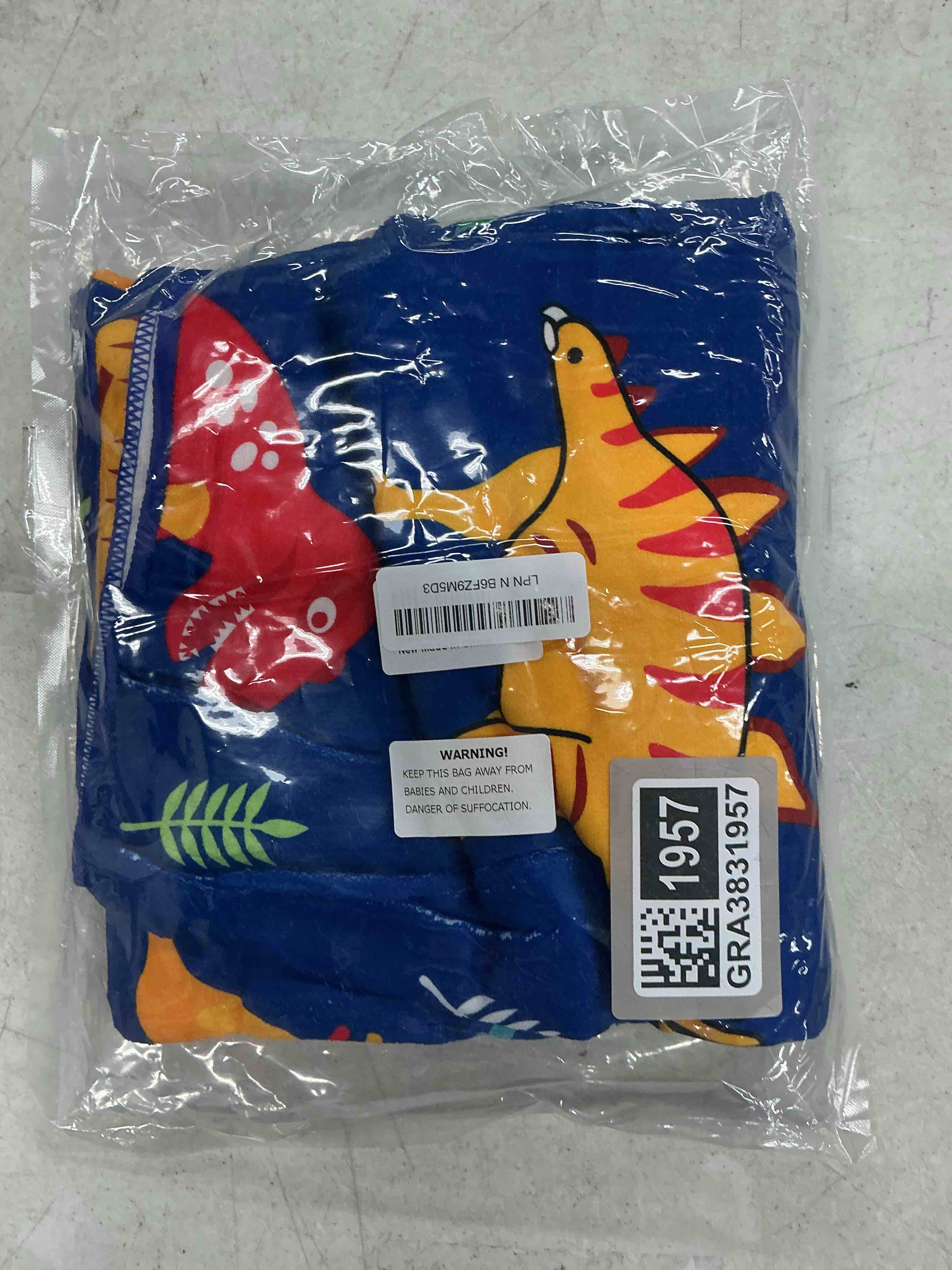 Condition photo showing As Is for soft swim cover-ups for 3 to 10 years old kids navy blue dinos hooded bath beach poncho towels fits 3-10 years dinos