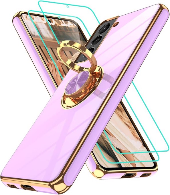 Gritup for Samsung Galaxy S21 Case: with 2Pcs Screen Protector, 360° Rotation Ring Holder Magnetic K