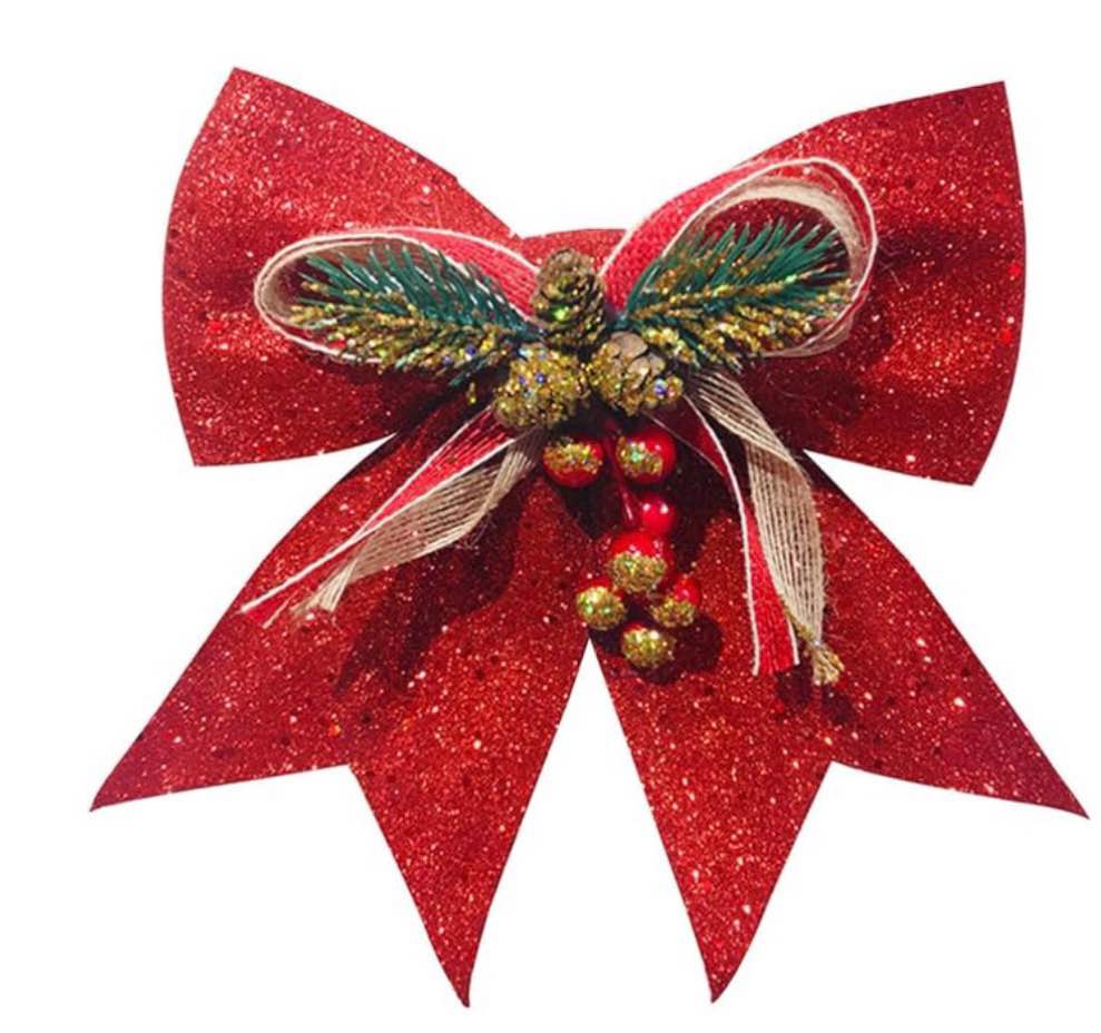 Twfbrm Christmas Red Bow Ornaments, Sequin Wreaths Bows Ties, Christmas Tree Topper Glitter, Xmas Decorative Bows Ornament for Home Wedding Festival, Christmas Party Supplies similar