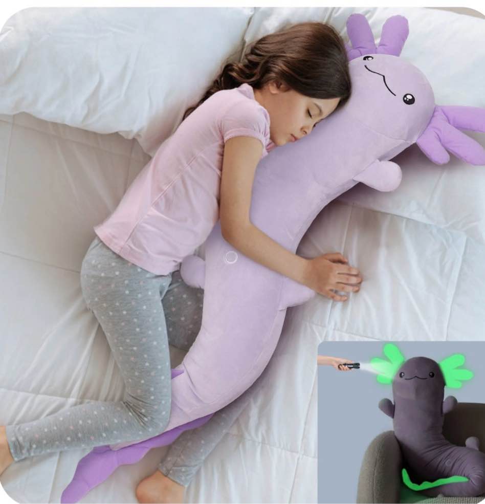 Tezituor 48" Axolotl Stuffed Animal Giant Stuffed Axolotl Glow in The Dark Plush Toy