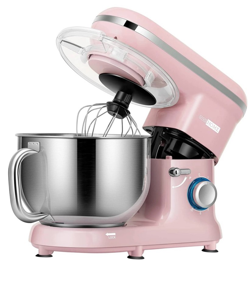 SPECSTAR Stand Mixer, 660W 10 Speed 6 Quart Tilt-Head Kitchen Electric Food Mixer with Beater, Dough Hook, Wire Whip and Egg Separator, Pink