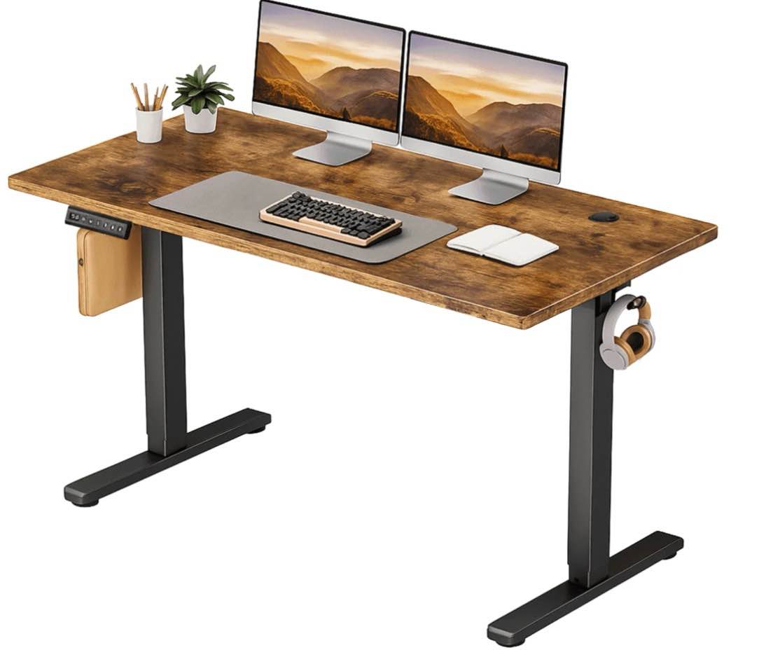 CONCETTA Electric Standing Desk, 55''x24'' Height Adjustable Desk, Home Office Desk with Electric Lift, Sit Stand Desk Workstation for Home Office, Rust