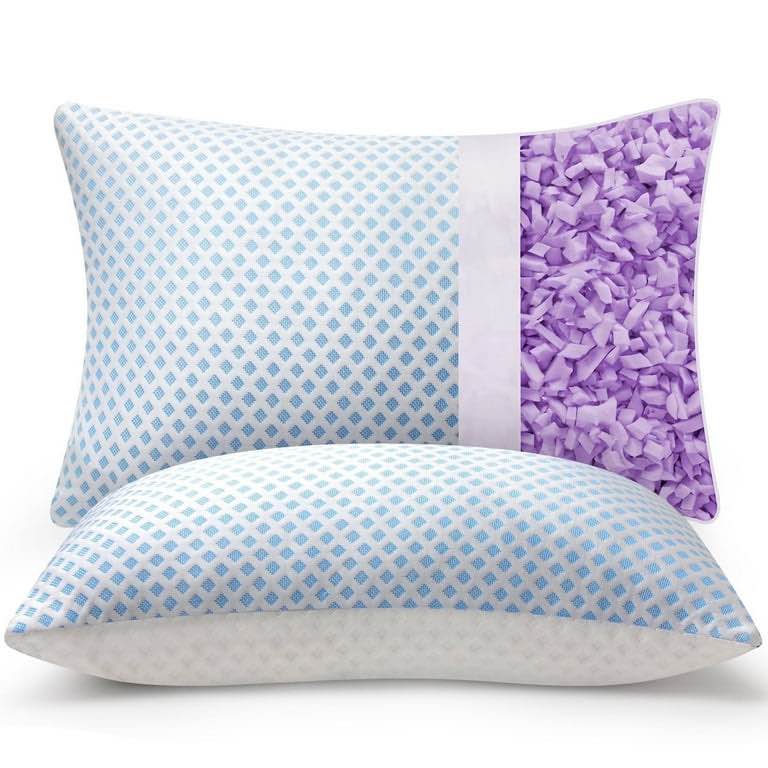 SORMAG Cooling Pillows for Bed Sleeping Shredded Memory Foam Pillows Queen Size Set of 2 Pack 20 x 30 inches