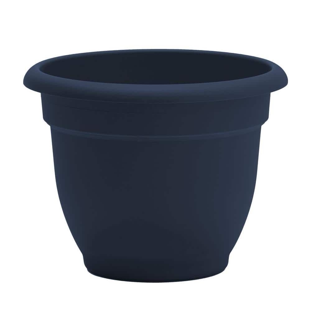 Bloem Ariana 12" Self-Watering Plastic Planter - Rolled Rim Indoor/Outdoor Garden Pot, Navy