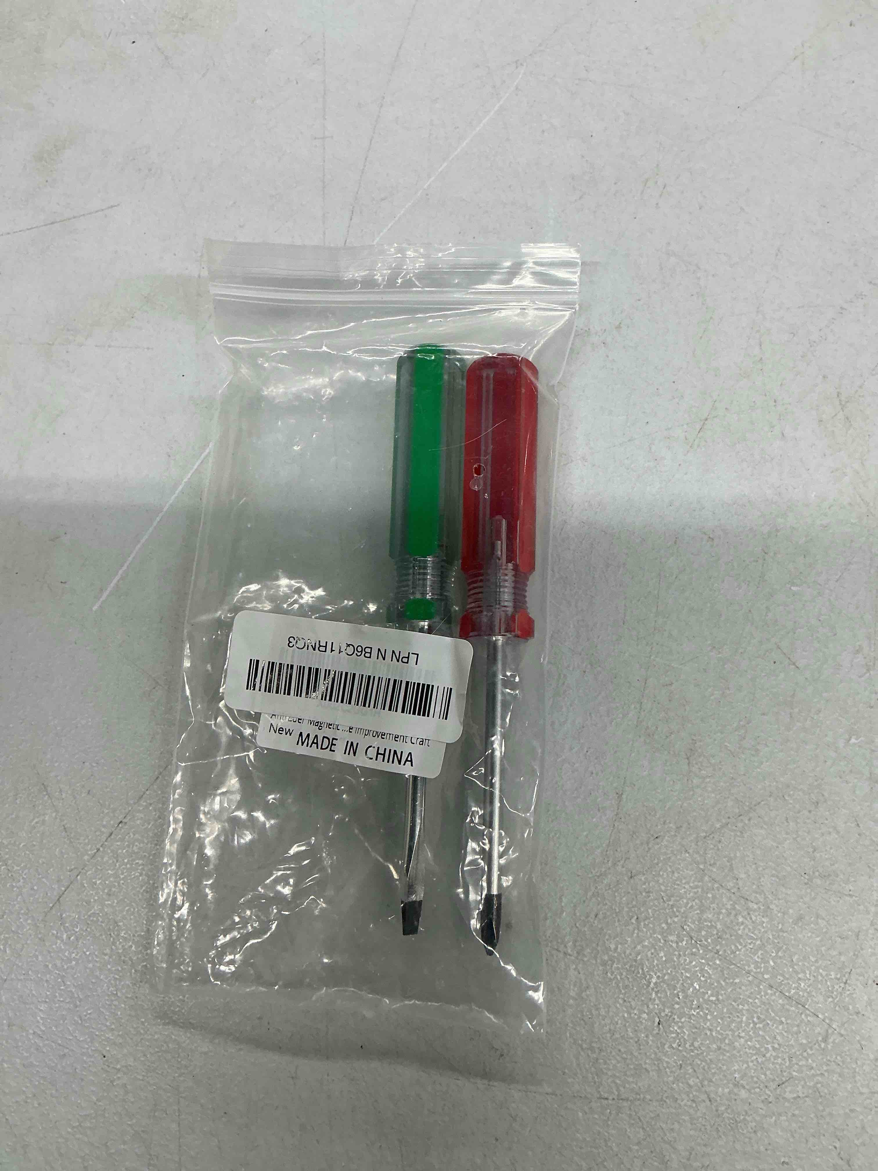 Condition photo showing Good Condition for antrader magnetic screwdriver set 2 pcs, magnetic 5mm phillips and flat head tips screwdriver with 3 inch steel shaft for repair home improvement craft 5x75mm red, green
