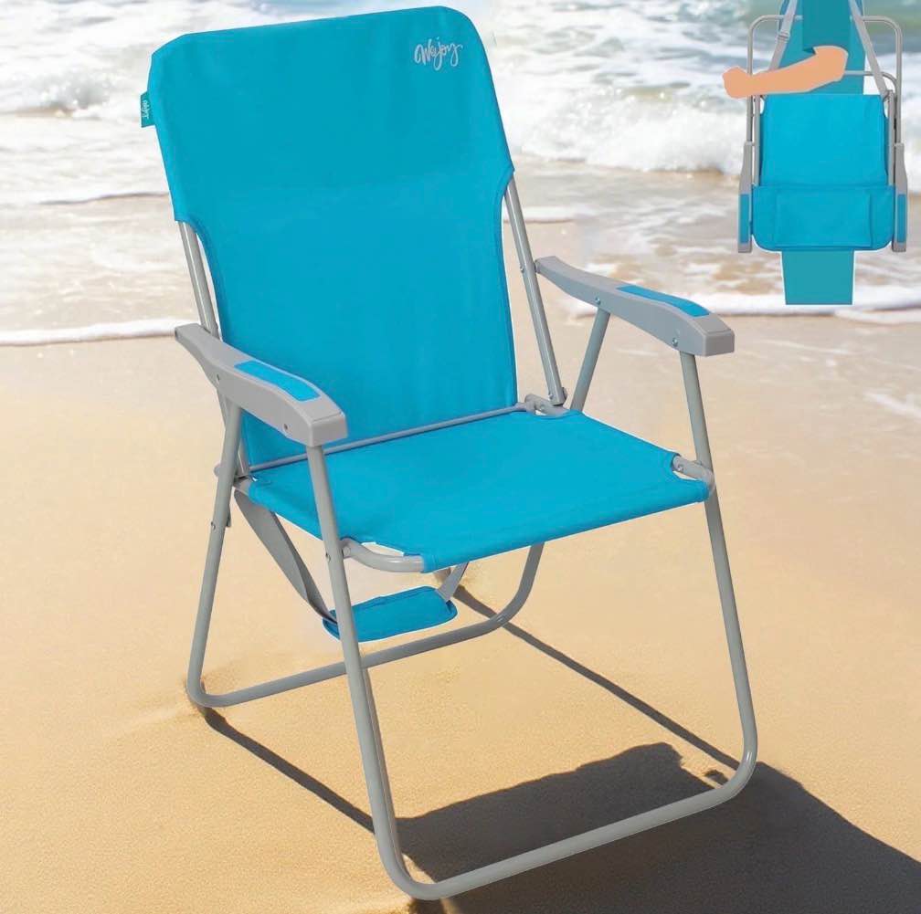 #WEJOY Folding Backpack Beach Chair, High Back Beach Chairs for Adults, Max Load 300lbs, Outdoor Portable Folding Camping Chair