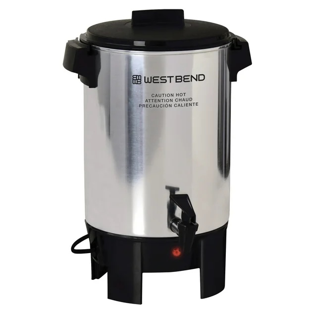 West Bend Commercial Large Capacity Coffee Urn, 30-Cup Coffee Maker with Automatic Temperature Control, in Silver (58030)