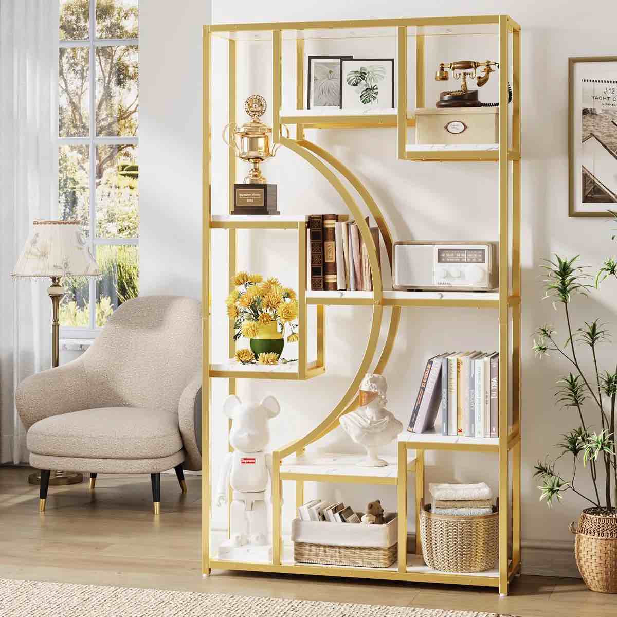 70.8" H X 39.4" W Steel Geometric Bookcase