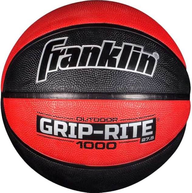 Franklin Sports Grip-Rite 1000 Youth Basketball - Durable Junior Size Basketball for School, Camp, Home Practice - Indoor and Outdoor Use - Multiple Colors and Sizes 5 - Kids & Youth - 27.5" Red/Black