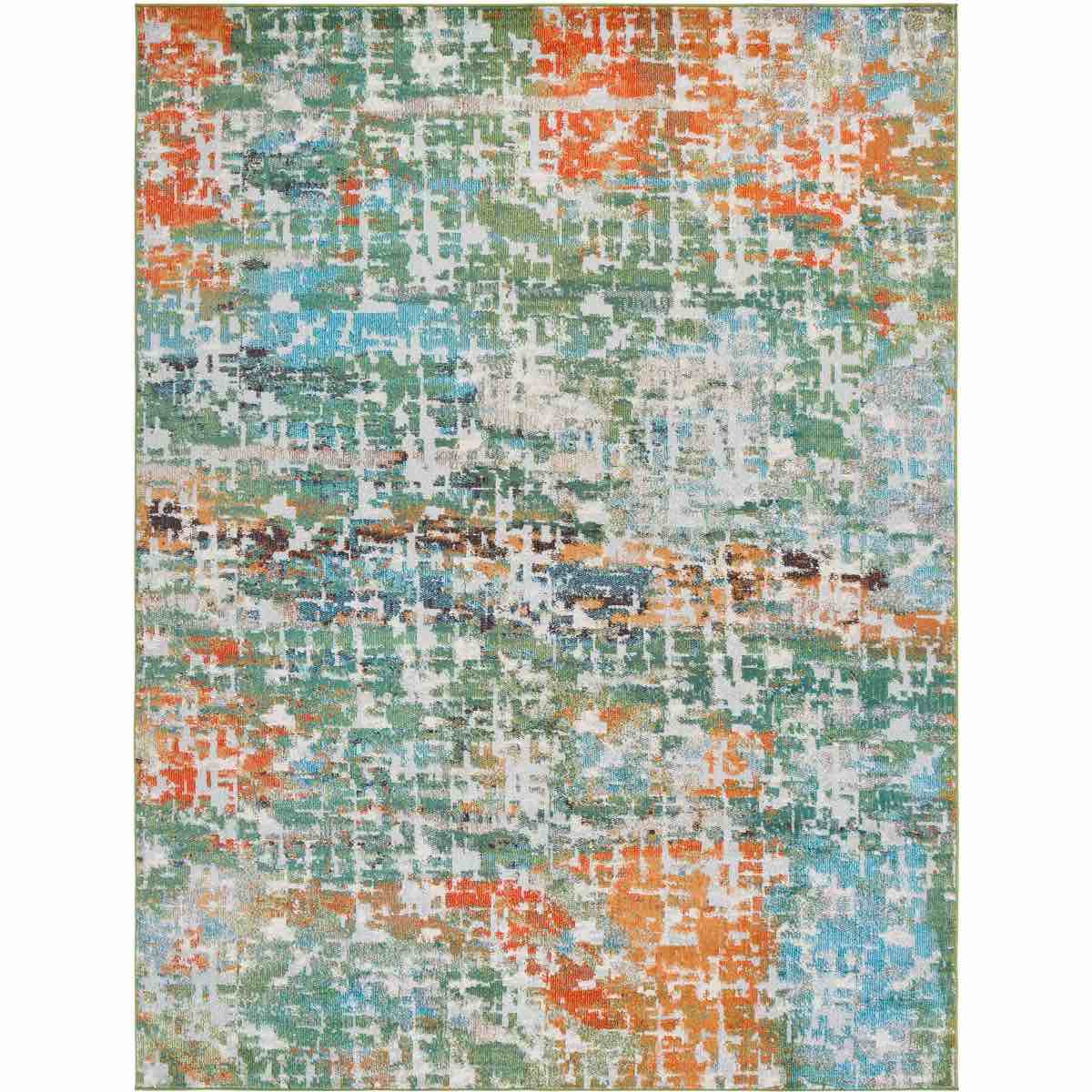Madison MAD469 Non-Shedding Power Loomed Indoor Area Rug - Sage/Rust -