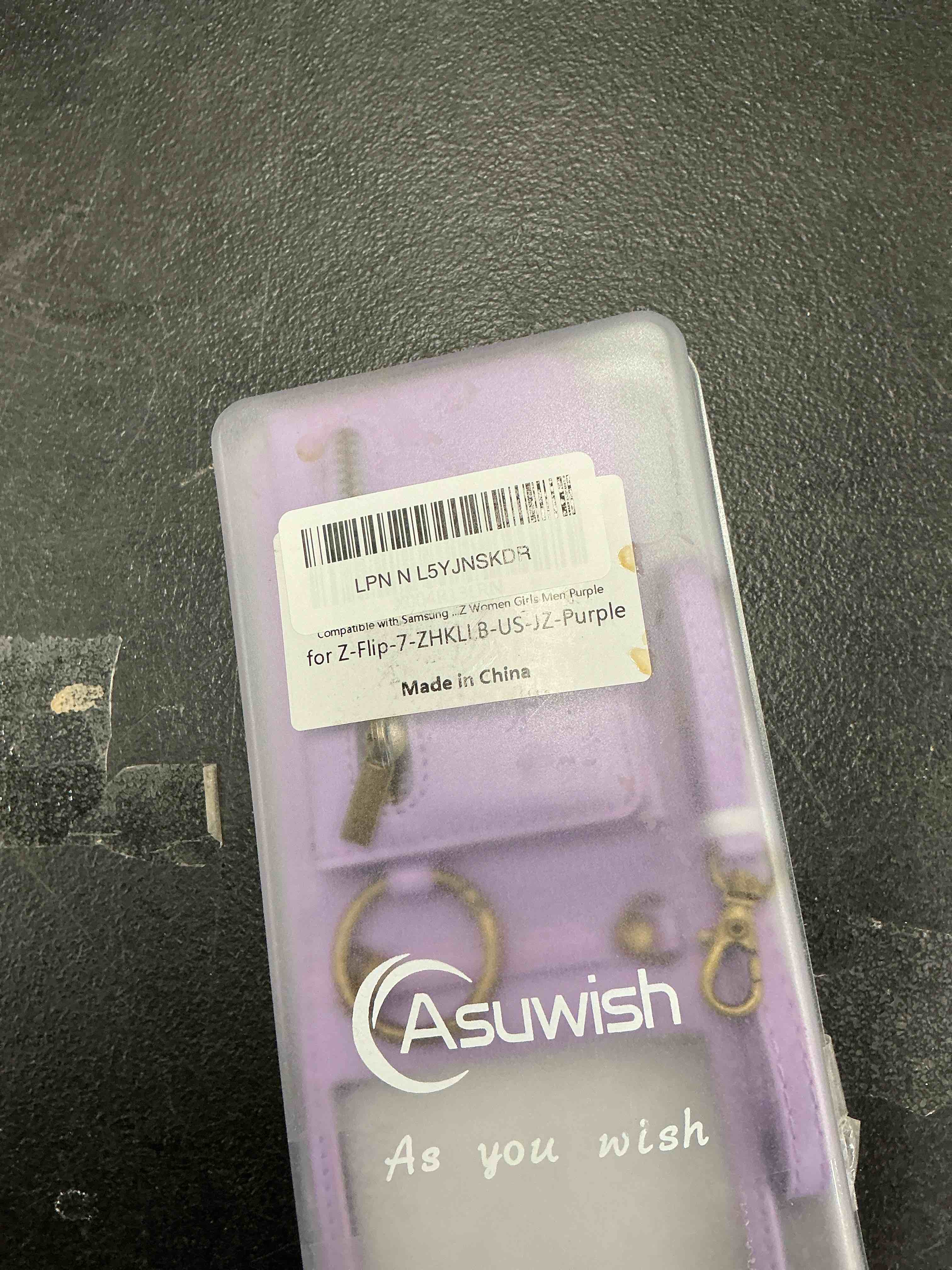 Condition photo showing Good Condition for Compatible with Samsung Galaxy Z Flip 7 5G 2024 Wallet Case and Crossbody Shoulder Strap Ring Buckle Hinge Protection Stand Card Holder Phone Cover for ZFlip7 Z7 G Flip7 7Z Women Girls Men Purple Purple for Z Flip 7