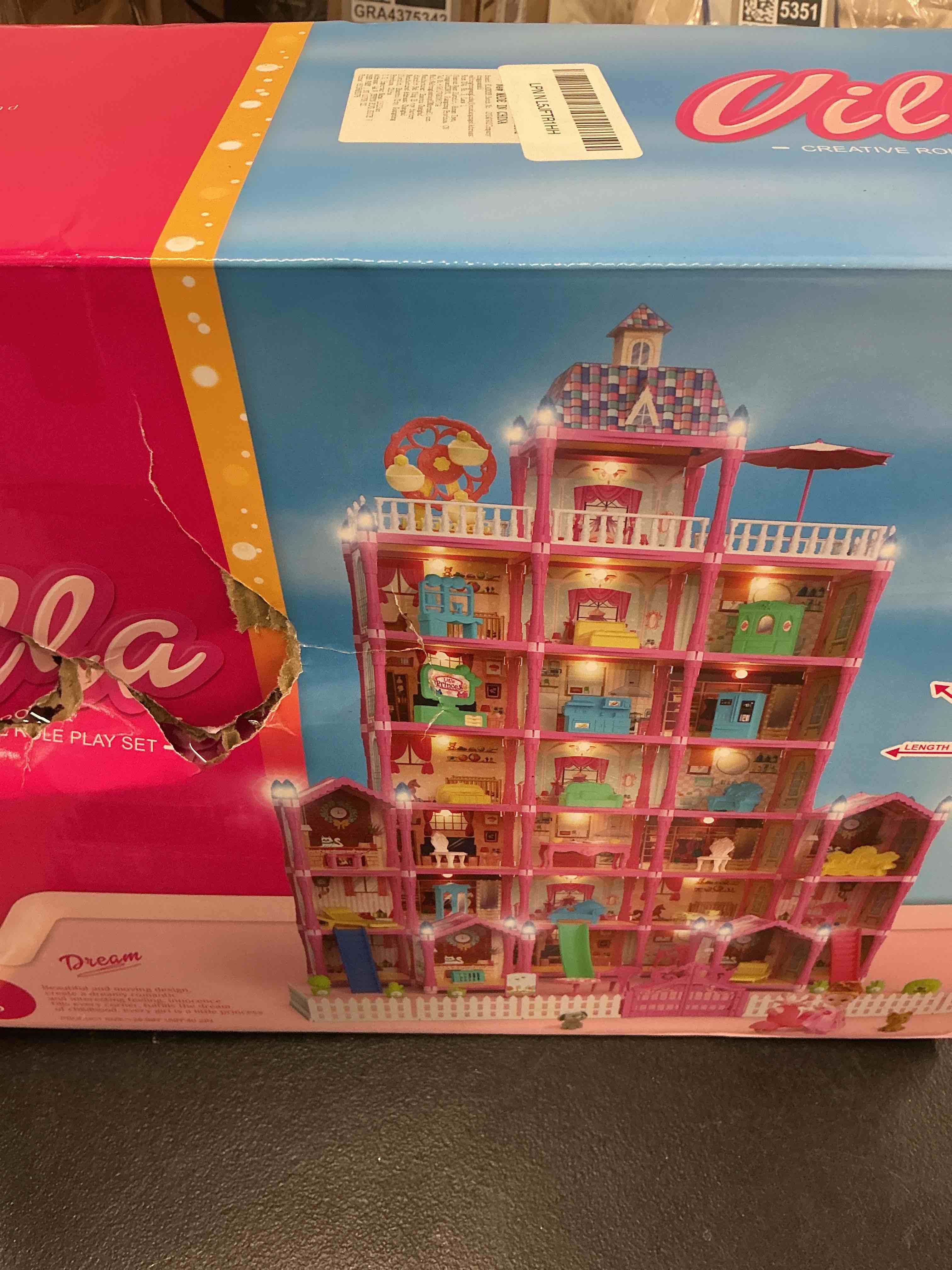 Condition photo showing New/Like New for KLADNDER 7-Story 29 Rooms Huge Doll House for Girls, Play House Toys Accessories and Furniture, Outdoor Girls Play Set, Pink, 2024 Christmas Toy, Easy Assembly Ideal for Kids Pink, 7 Floors, 29 Rooms