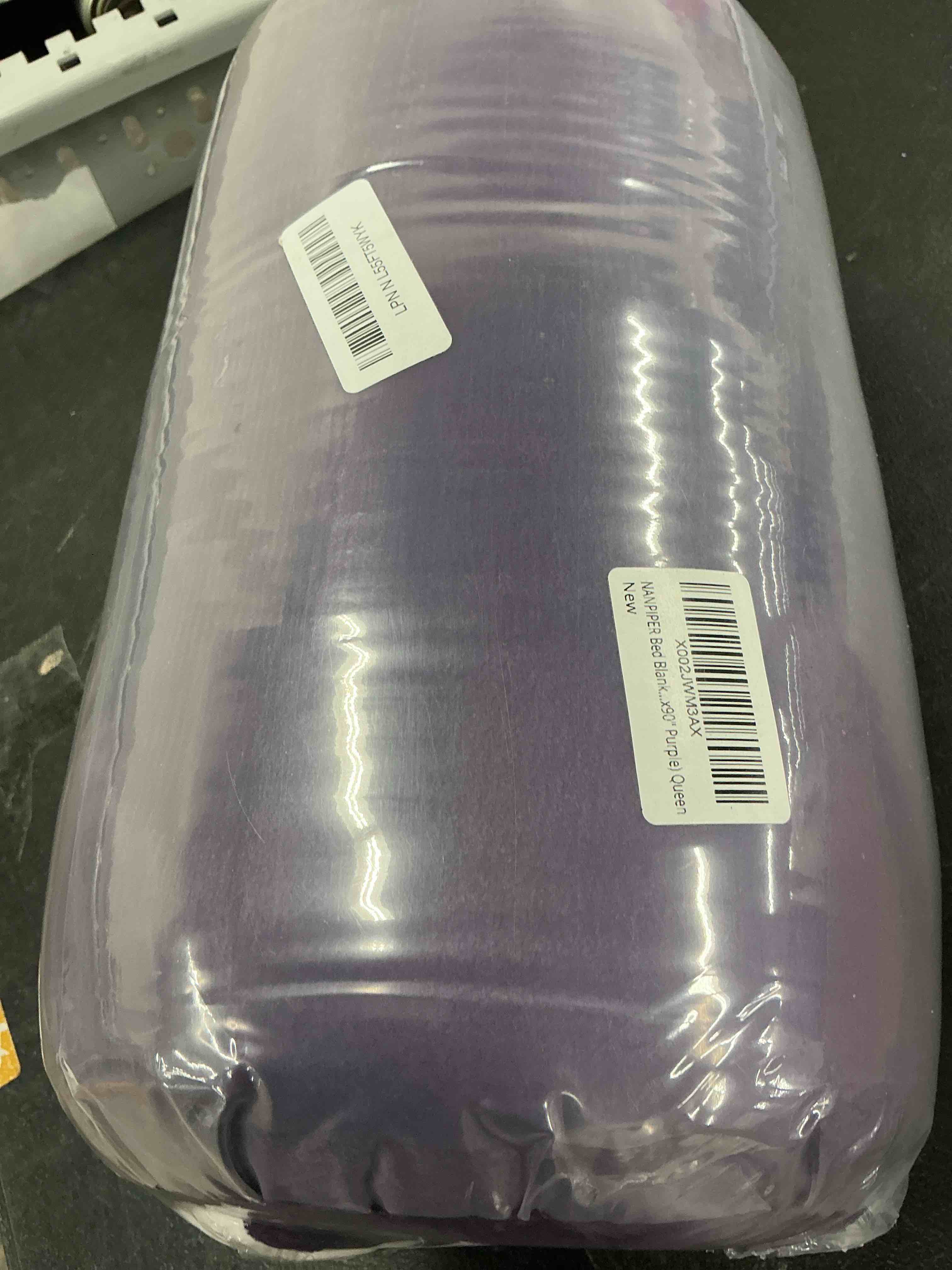Condition photo showing New/Like New for NANPIPER Bed Blanket Reversible Sherpa Flannel Blanket Super Soft Fuzzy Lightweight Fleece Microfiber (90"x90" Purple) Queen Queen (90" x 90") Reversible Solid Purple