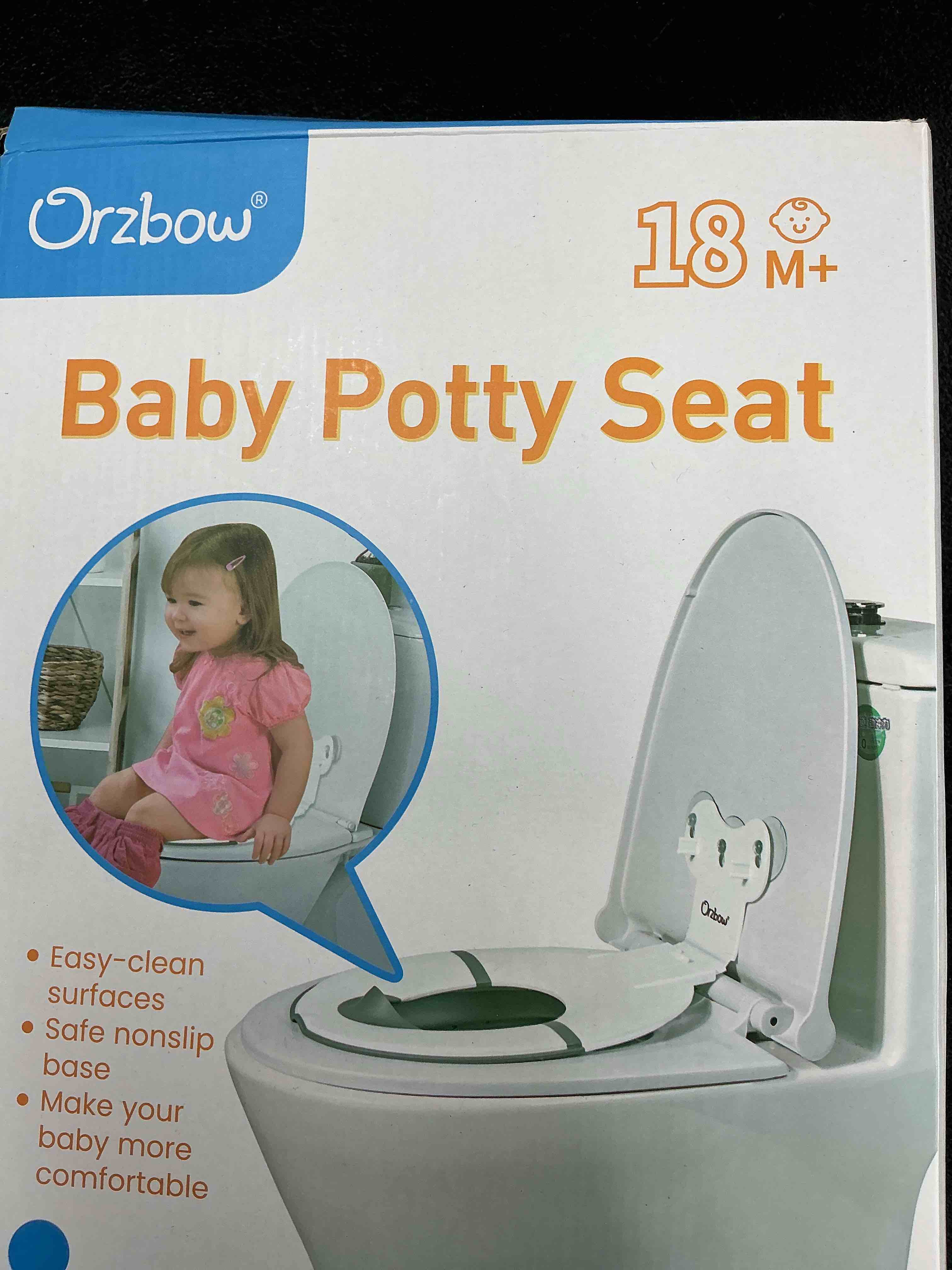 Condition photo showing New/Like New for Orzbow Foldable Potty Training Seat, Toddler Toilet Seat for Travel with Suction Cups for Adult Toilets | Firmly Adhere and Adjustable Length | Non-Slip with Splash Guard, Easy to Clean, White