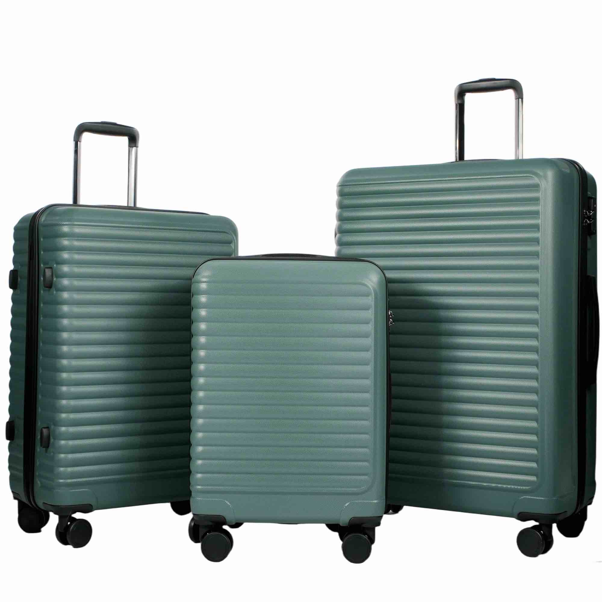 Travelhouse 3 Piece Hardside Luggage Set Hardshell Lightweight Suitcase with TSA Lock Spinner Wheels 20in24in28in.(Green)