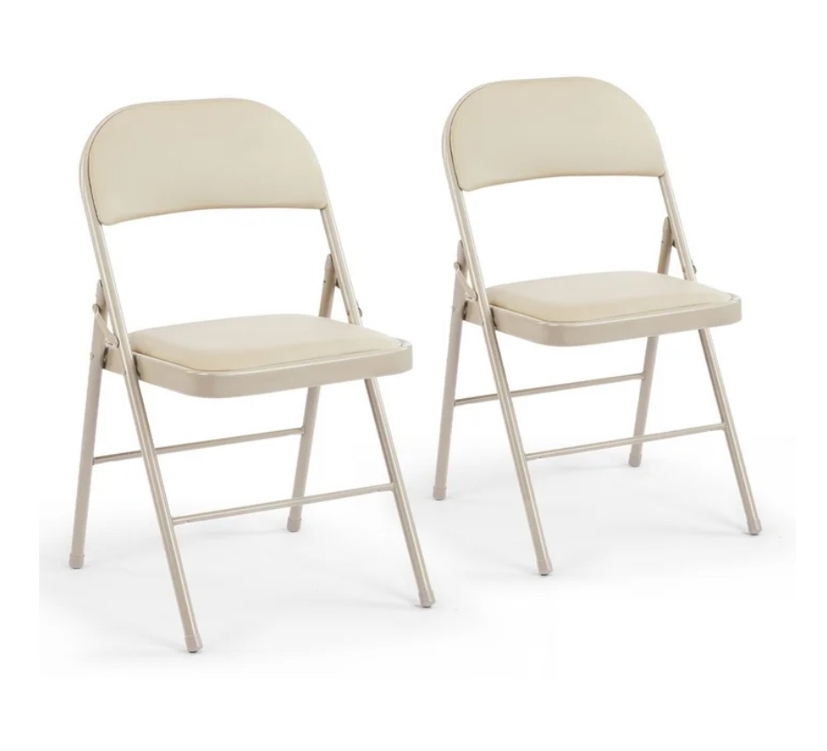 CONCETTA 4Pack Folding Chair, Indoor Outdoor Portable Stackable Commercial Leather Padded Seat for Home, Office, Party,  color Khaki 