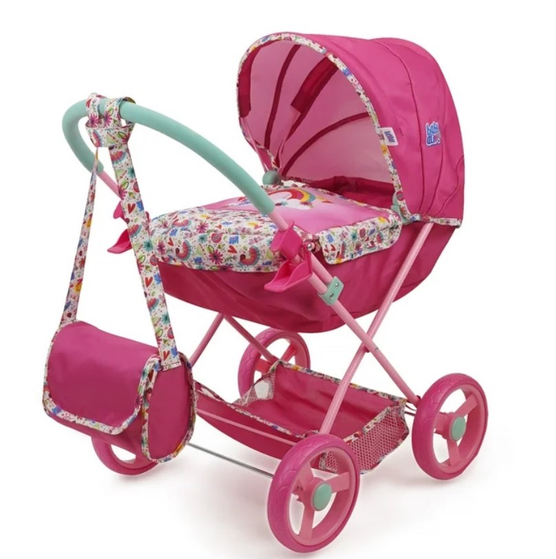 Baby Alive Deluxe Doll Stroller Unisex 3 to 11 Years, Pink & Rainbow fits Dolls up to 18"