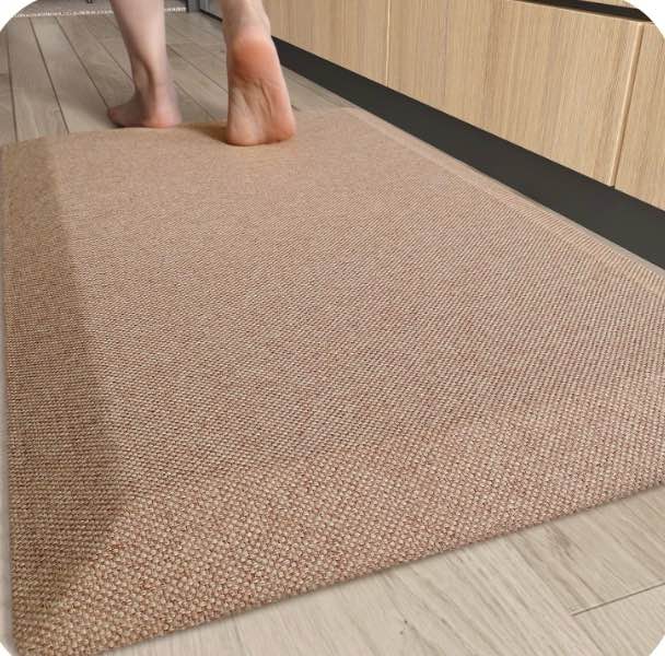 PABUBE Anti Fatigue Kitchen 0.9 Inch Thick Mat and Non Slip Standing Desk Mat, Stain Resistant Cushioned Mat Office,Home,Sink ,20"x32",Khaki